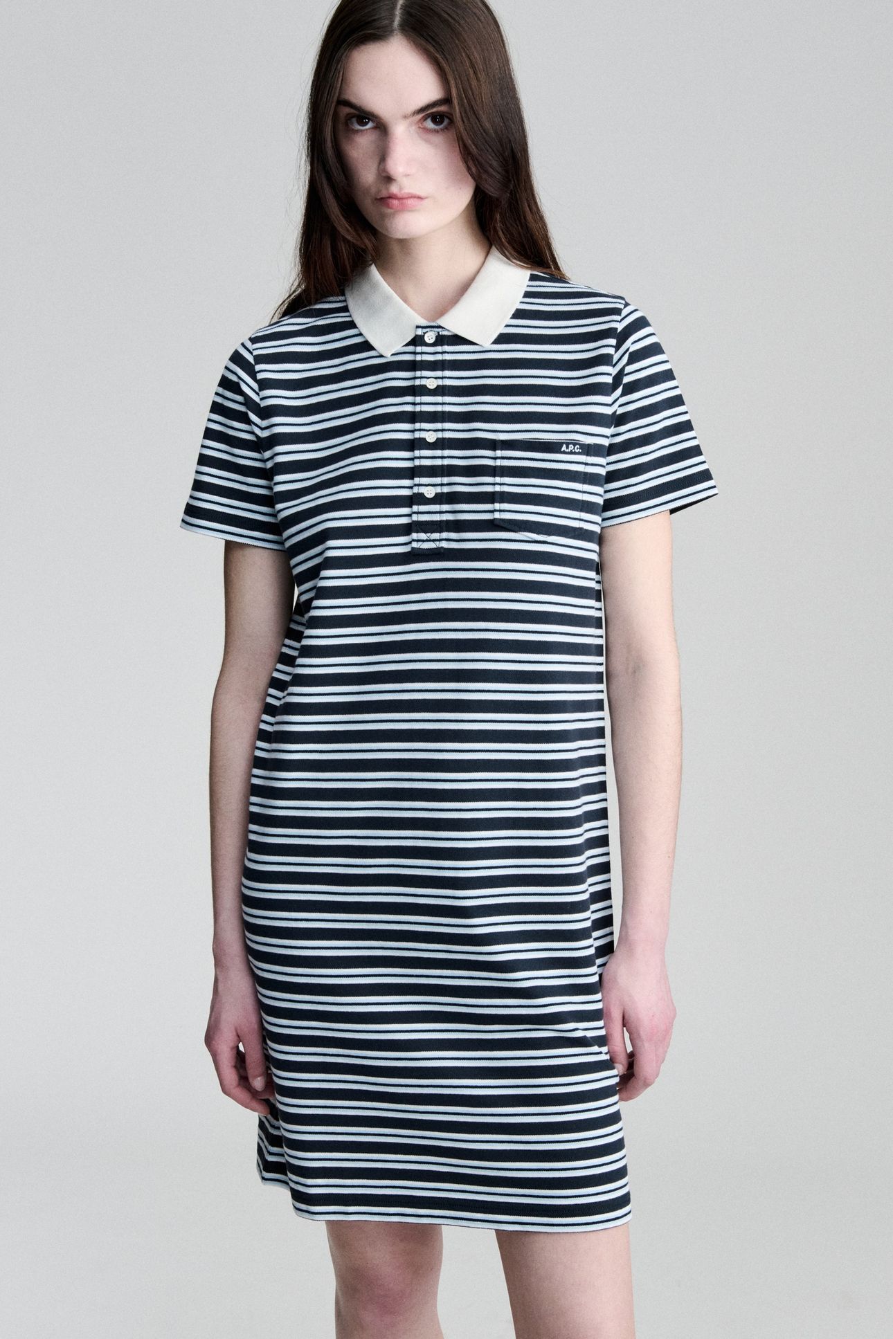 DRESS POLO SHORT SLEEVE STRIPED DARK NAVY 3
