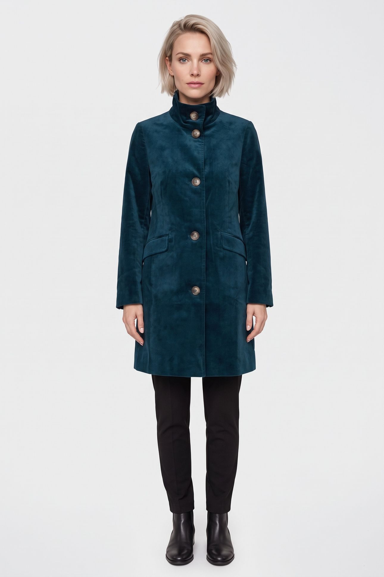KARLA VELVET COAT DARK TEAL 1