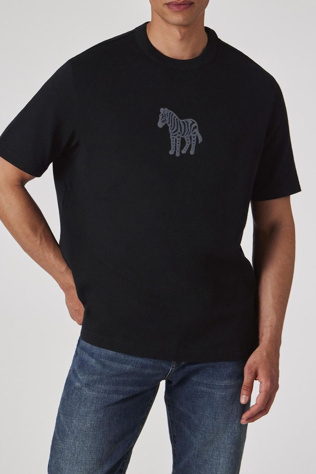MENS REG FIT SS T SHIRT ZEBRA PUFF BLACK 2
