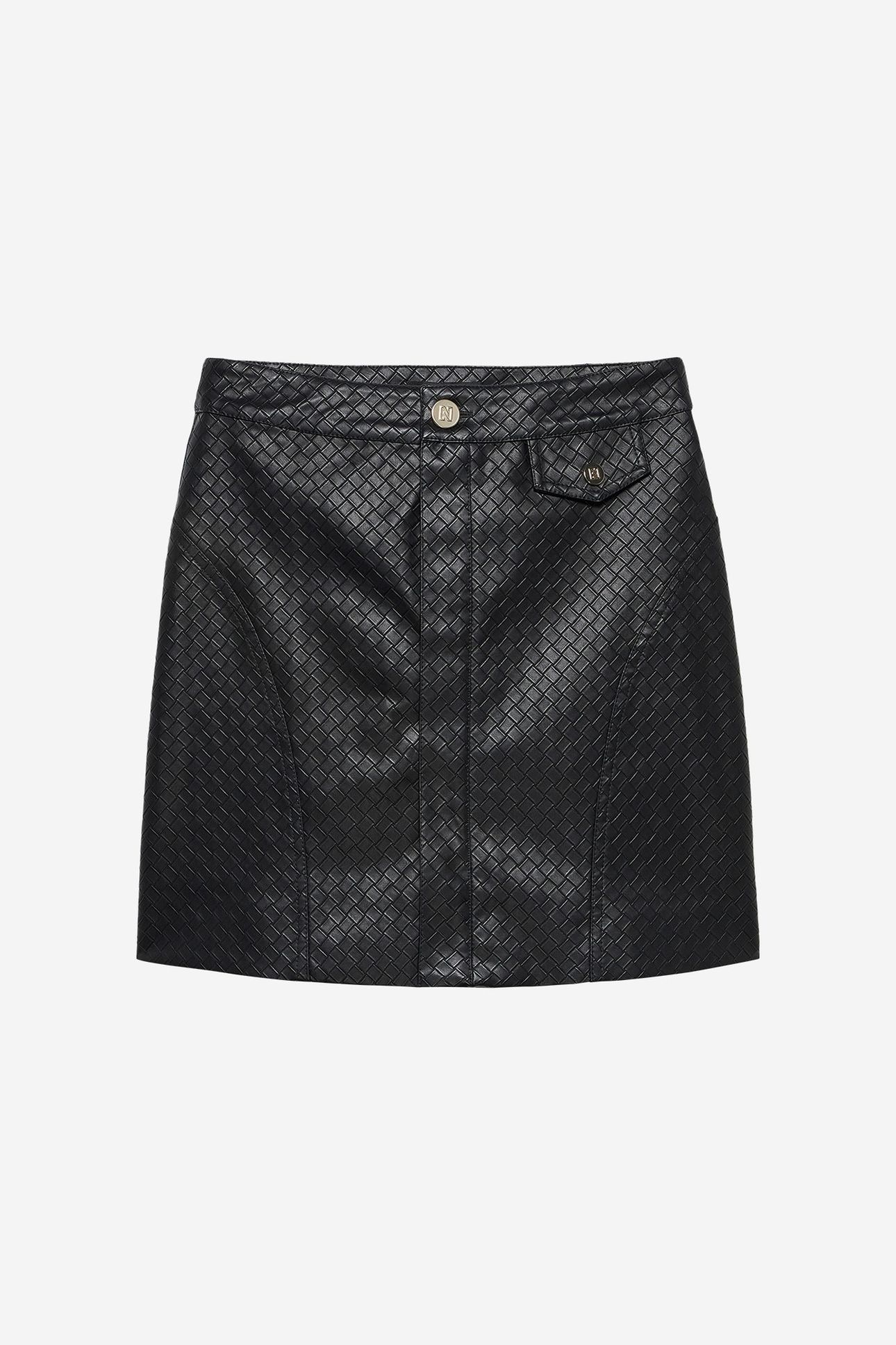 HANIA WOVEN PU SKIRT BLACK 2