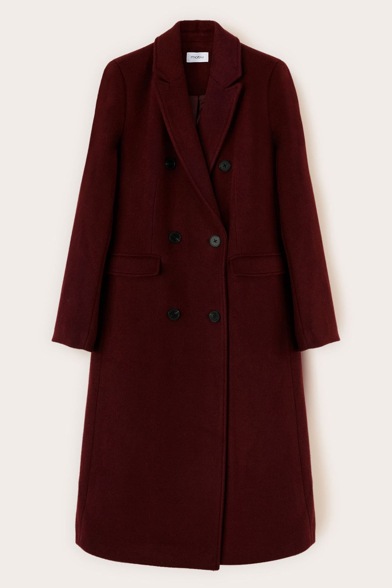 DOUBLE-BREASTED COAT IN WOOL BLEND DRAP BROWN 5