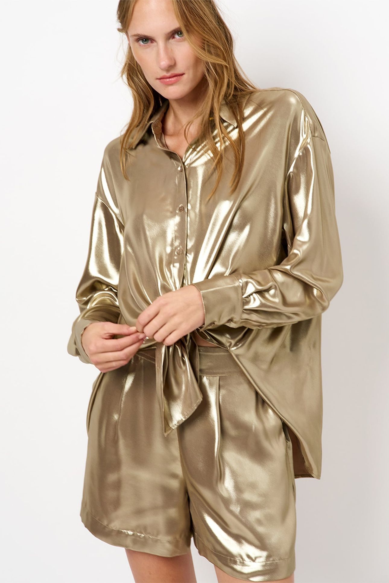 GINNY METALLIC RELAXED SHIRT GOLD 2