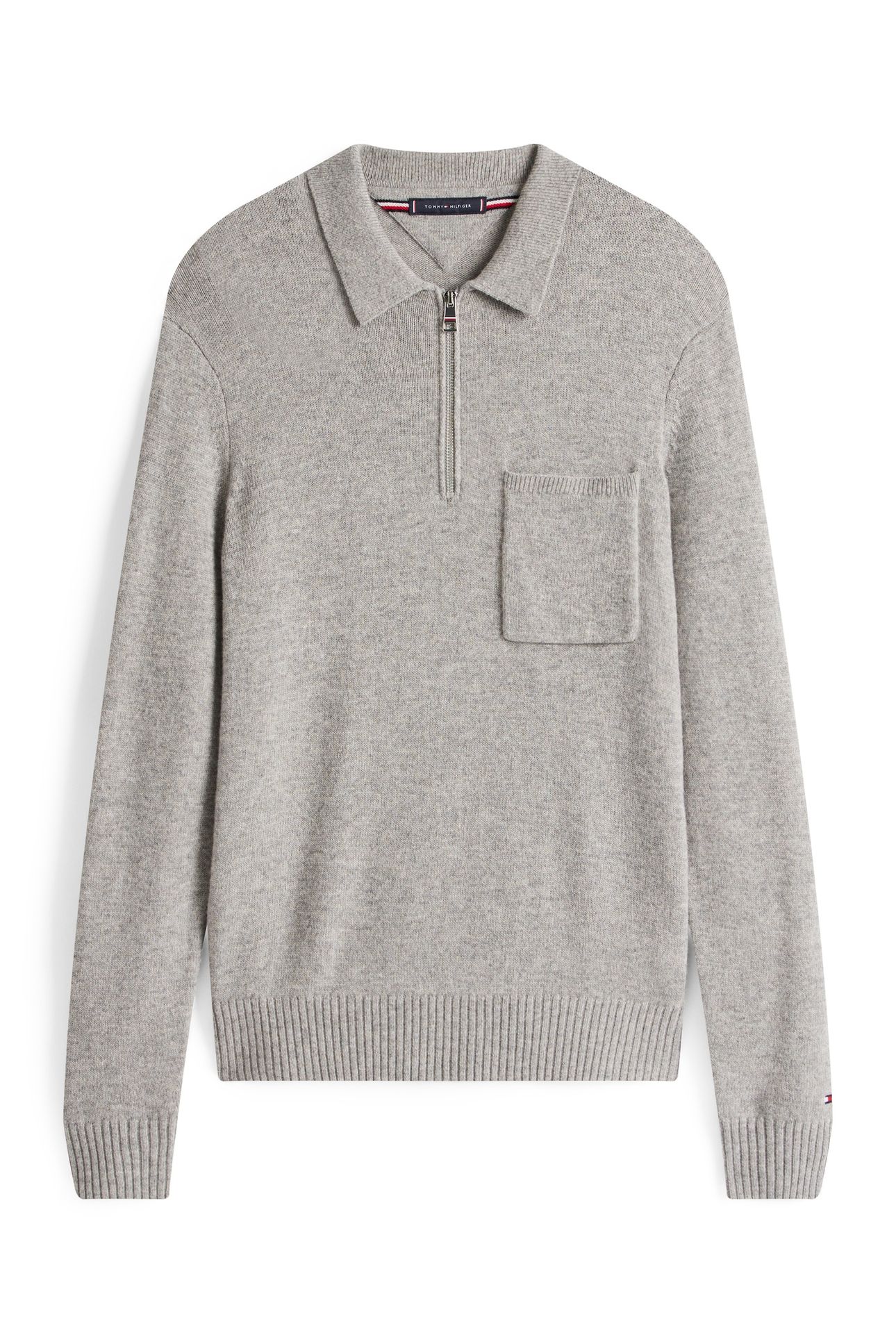 LAMBSWOOL ZIP POLO LIGHT GREY HEATHER 4