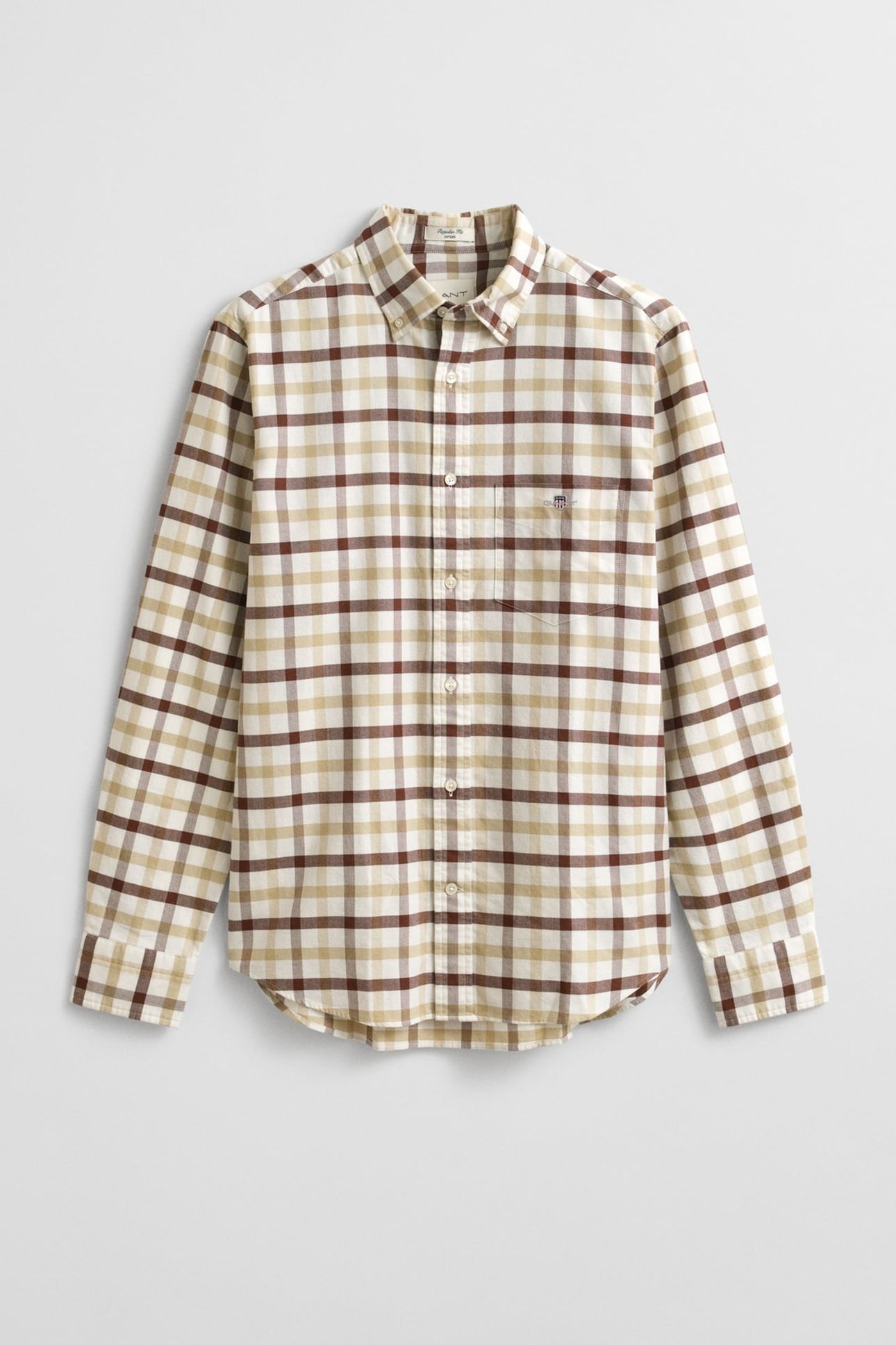 REG OXFORD CHECK SHIRT MAHOGANY BROWN 4