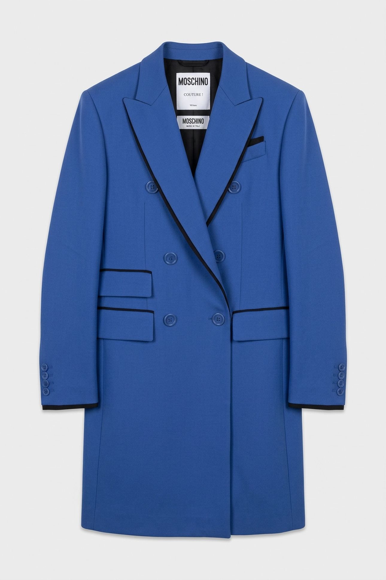 COAT IN CONTRASTING LAYERS BONDED FABRIC BLUE 3