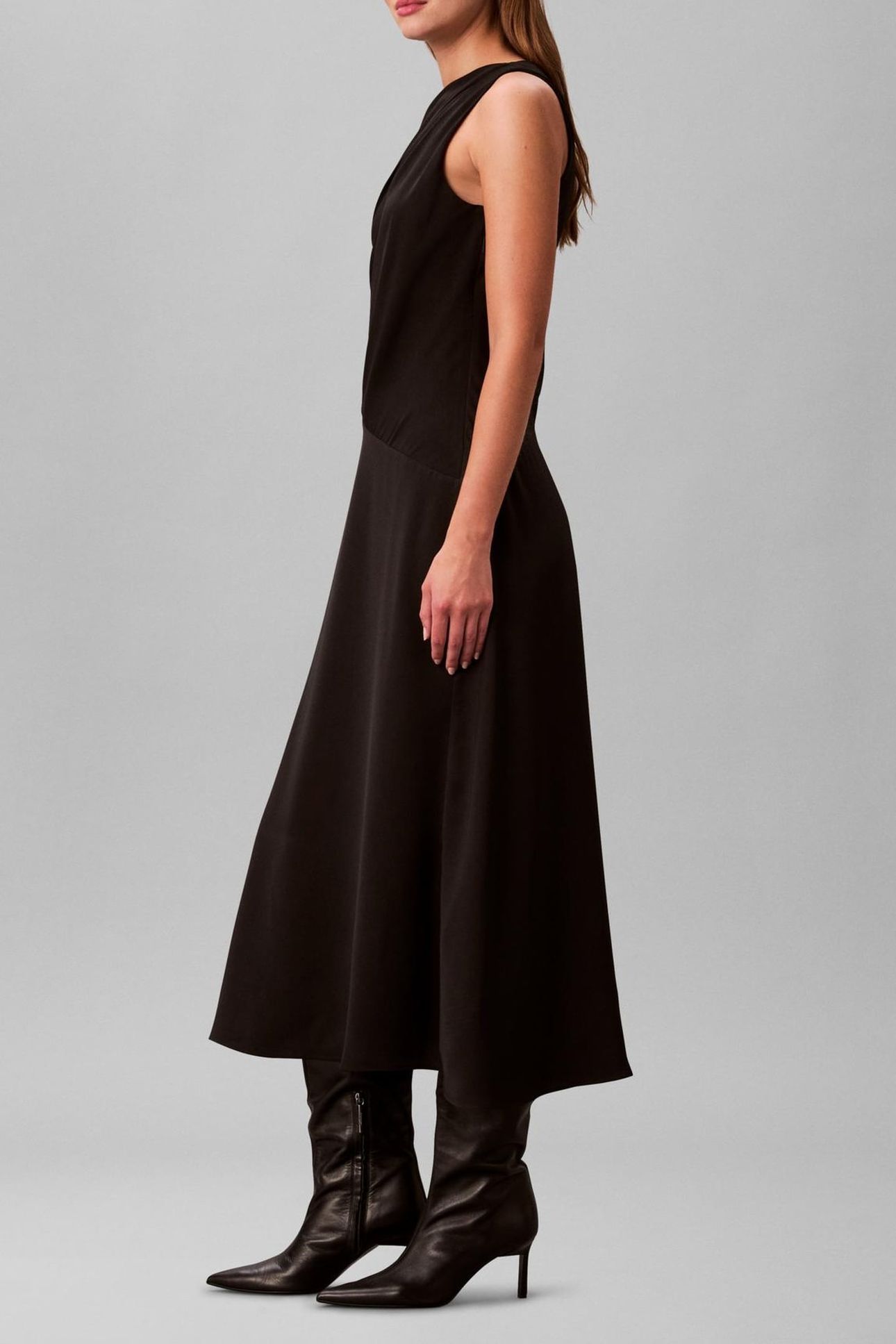 CREPE ONE SHOULDER DRESS BLACK 3