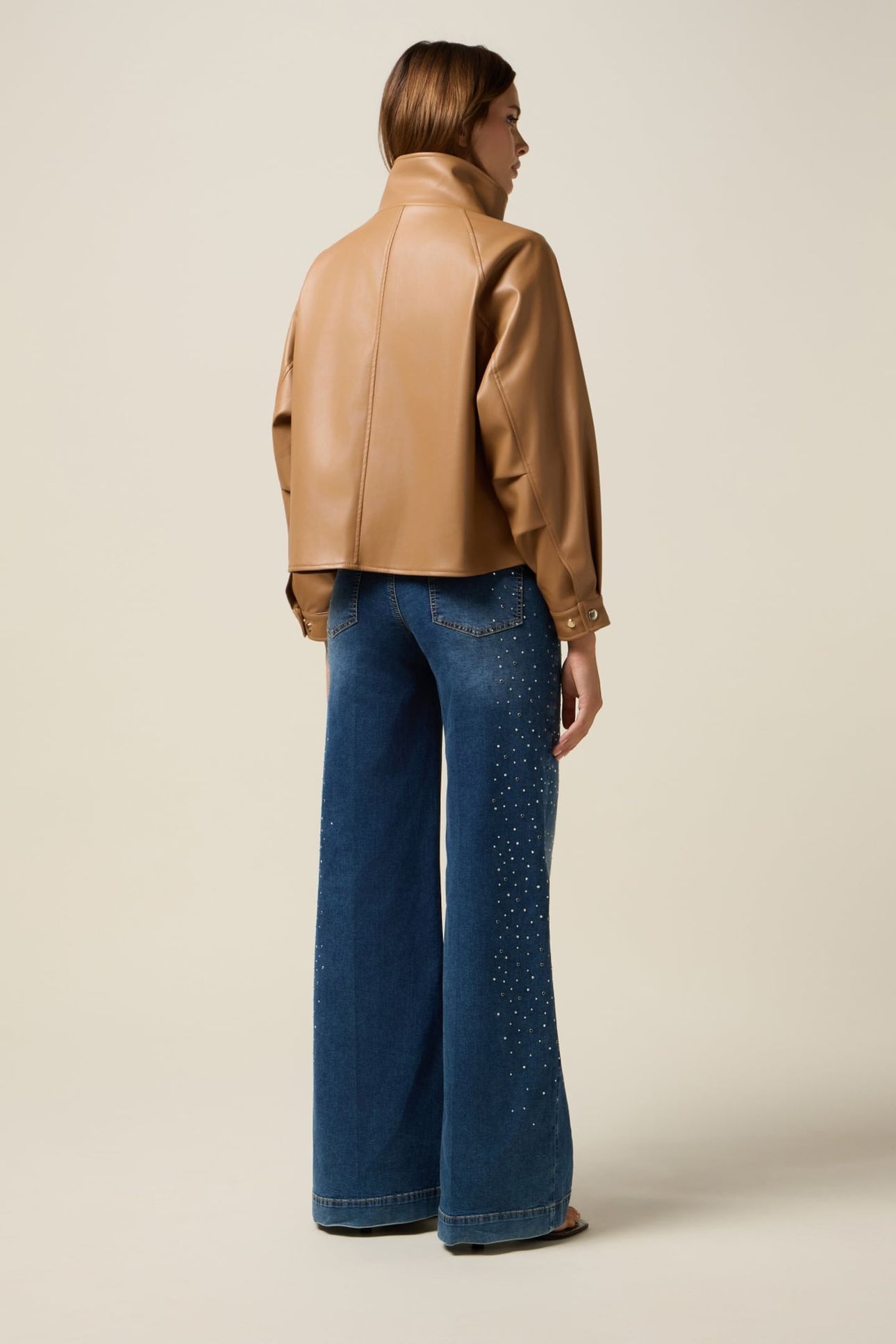 SHORT JACKET WITH HIGH COLLAR BROWN 2