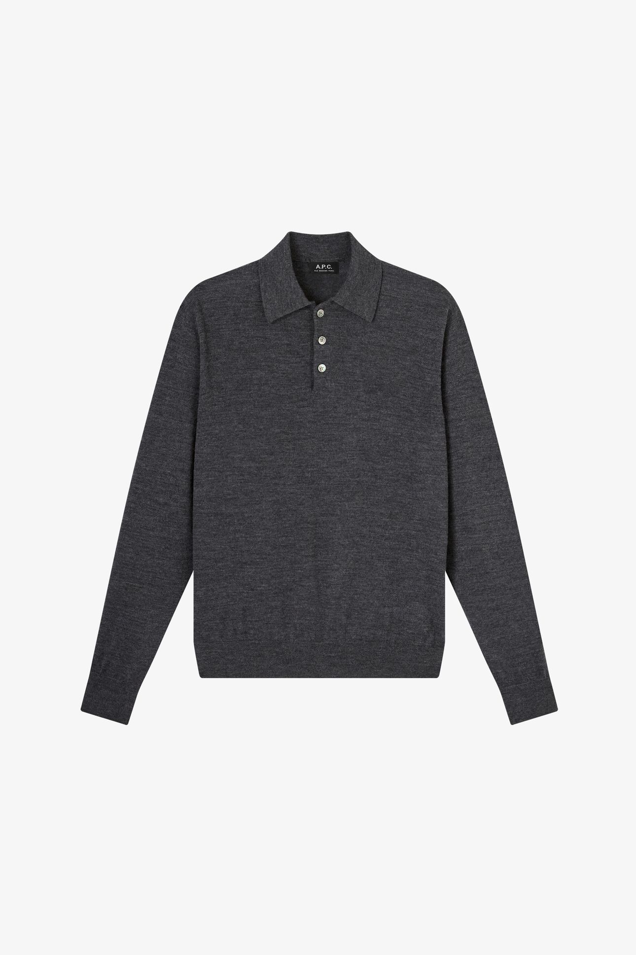UNISEX SWEATER POLO COLLAR HEATHERED CHARCOAL 2