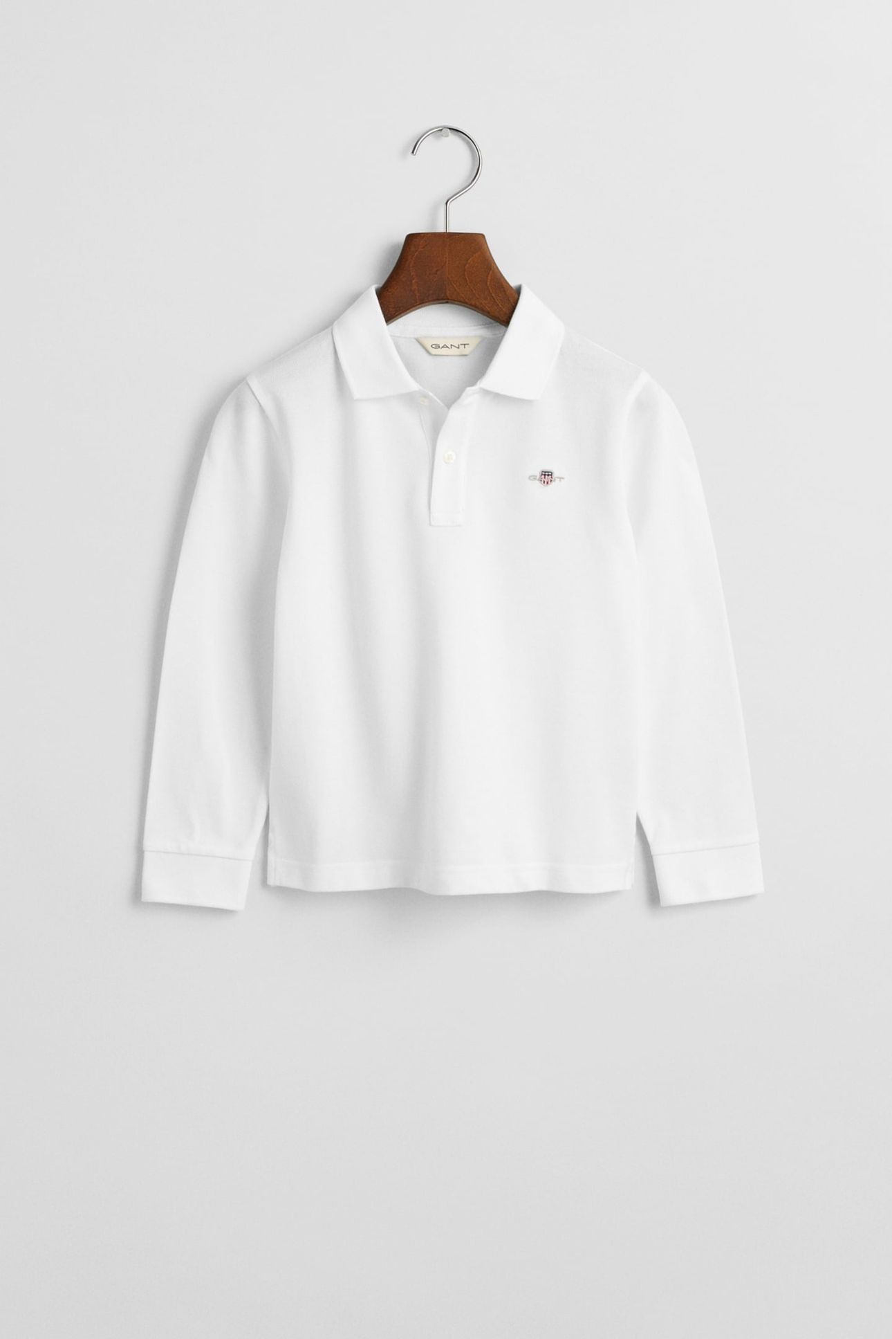 KIDS UNISEX SHIELD LS PIQUE POLO WHITE 2