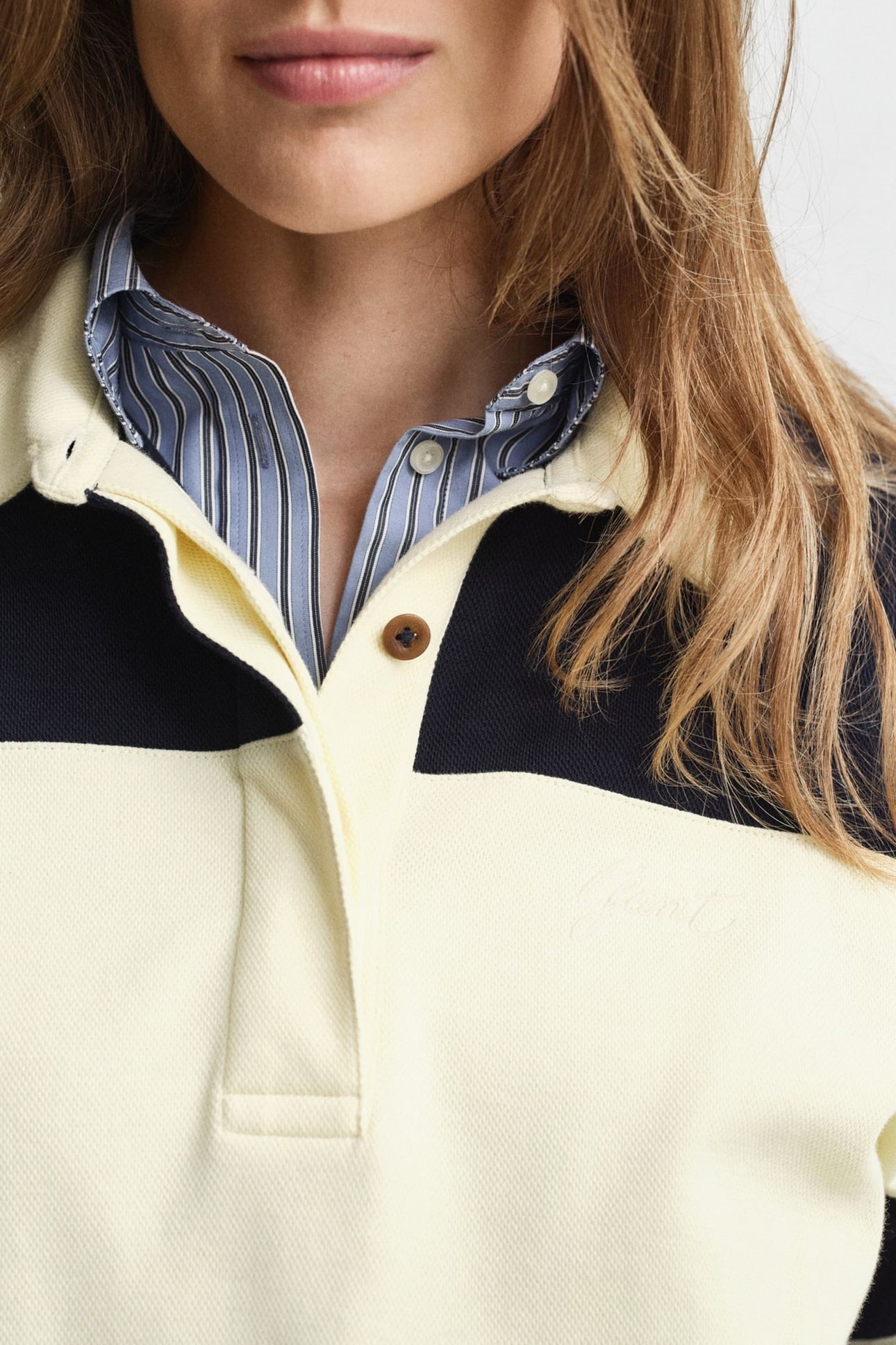 PIQUE TEXTURE COLOR BLOCK RUGGER EVENING BLUE 5