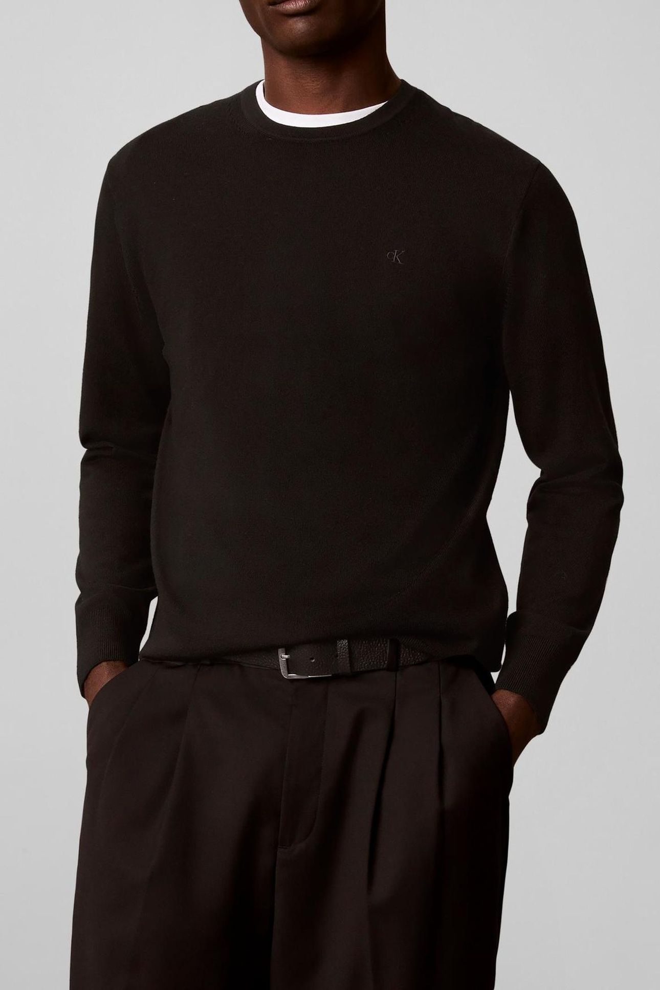 LS 100% MERINO CREW BLACK 1