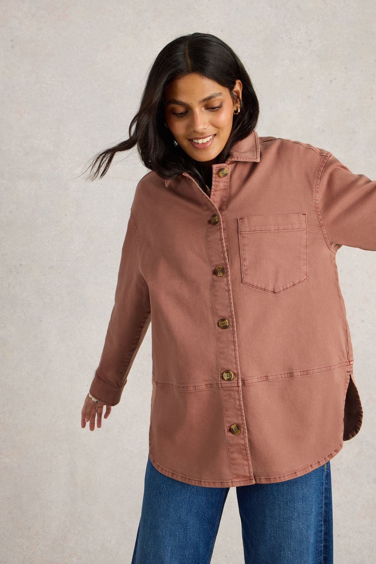 SOLENE COTTON SHACKET DUSTY PINK 2