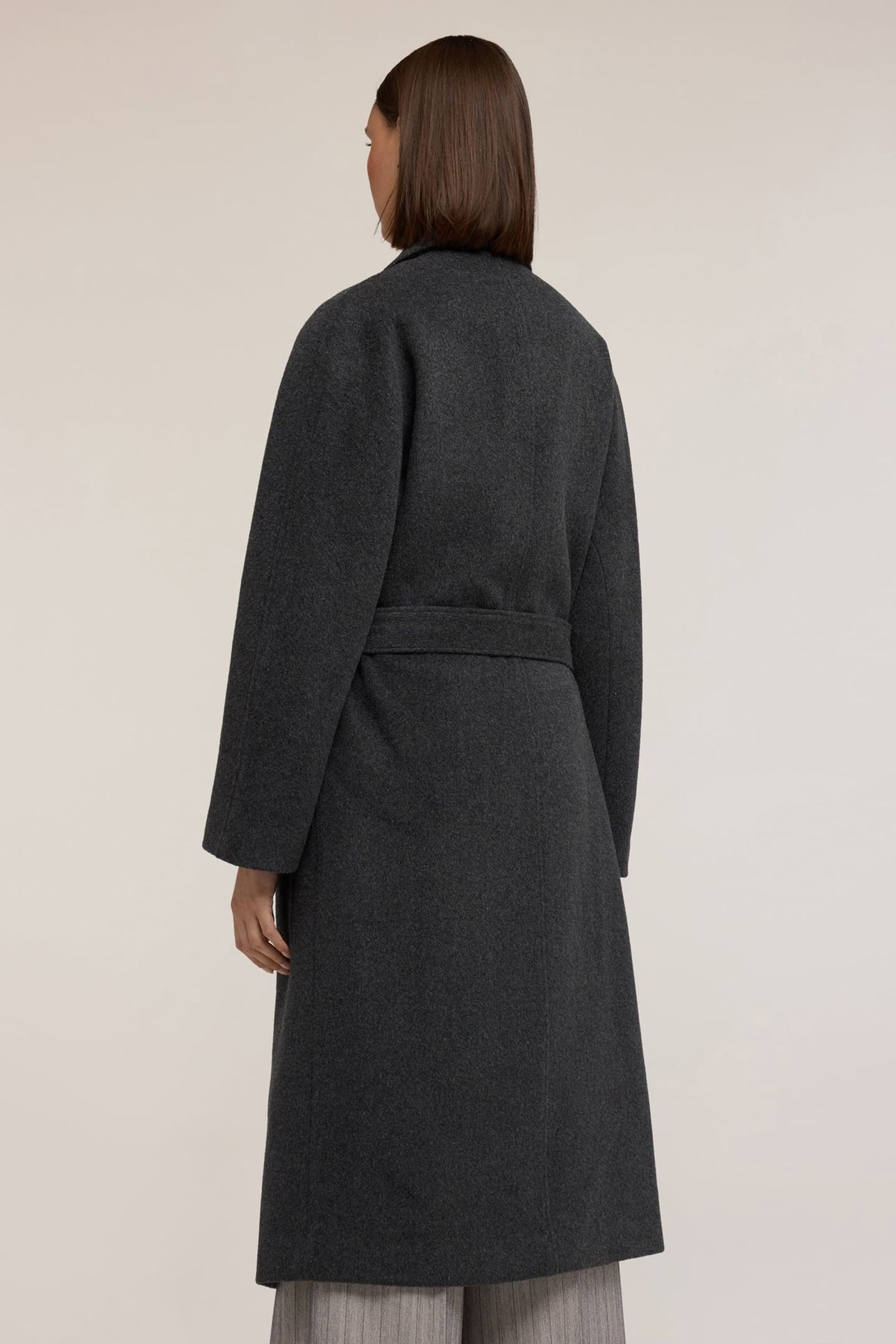 DOUBLE-BREASTED COAT IN WOOL BLEND DRAP GREY 3