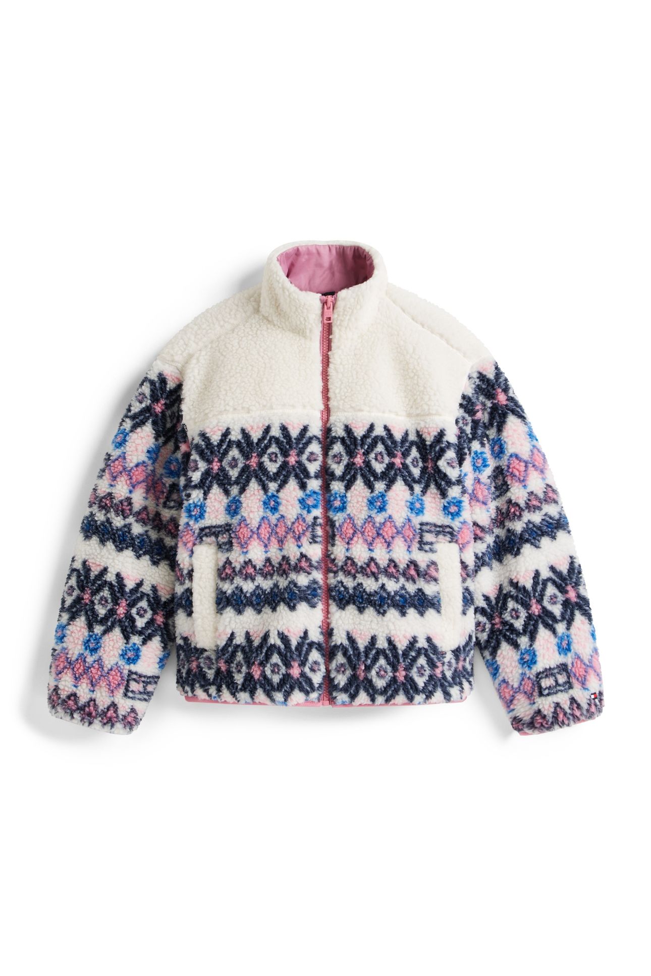 GIRLS FAIRISLE TEDDY JACKET IVORY SILK 3
