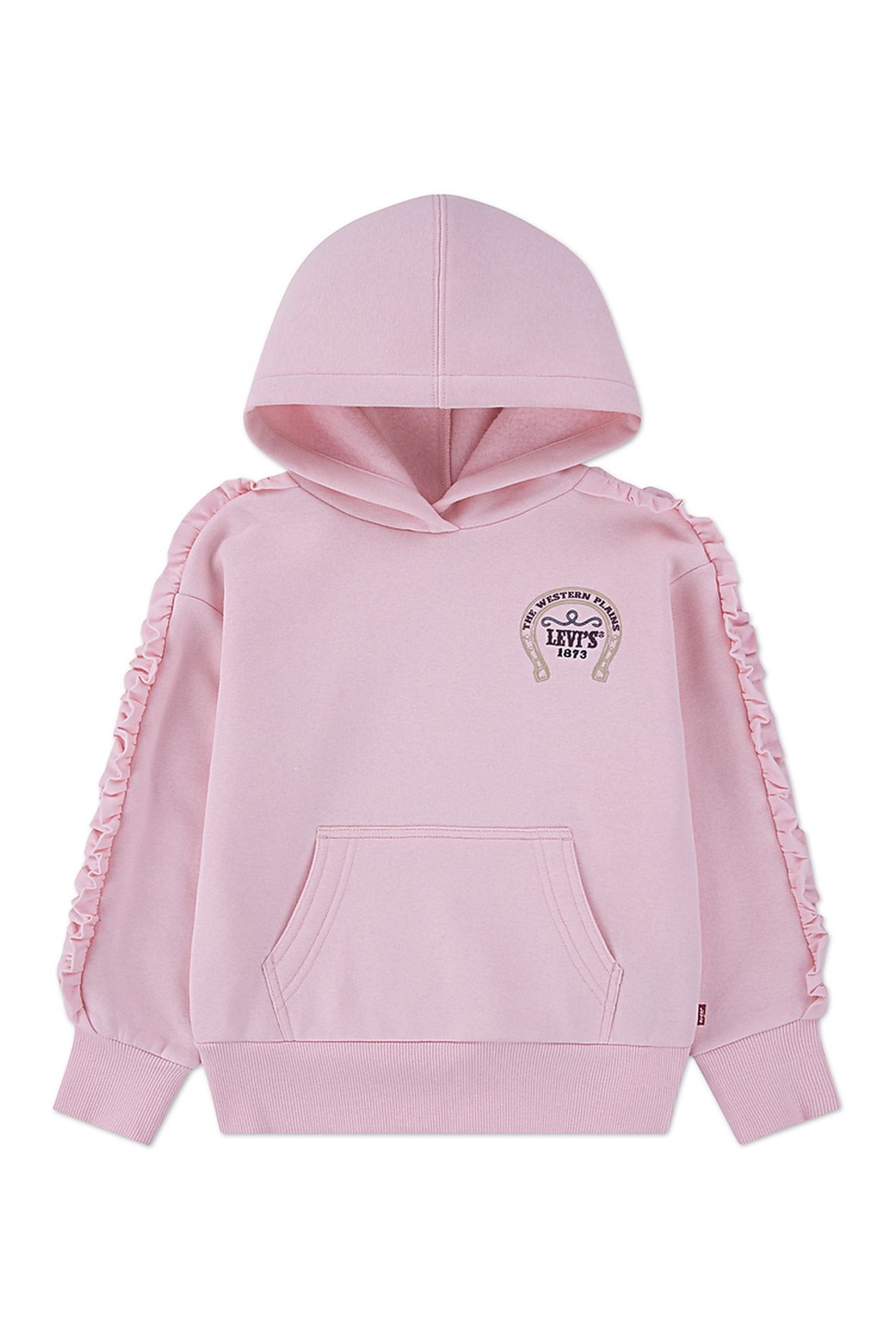 GIRLS PULLOVER HOODIE WITH RUFFLE CRYSTAL ROSE 1