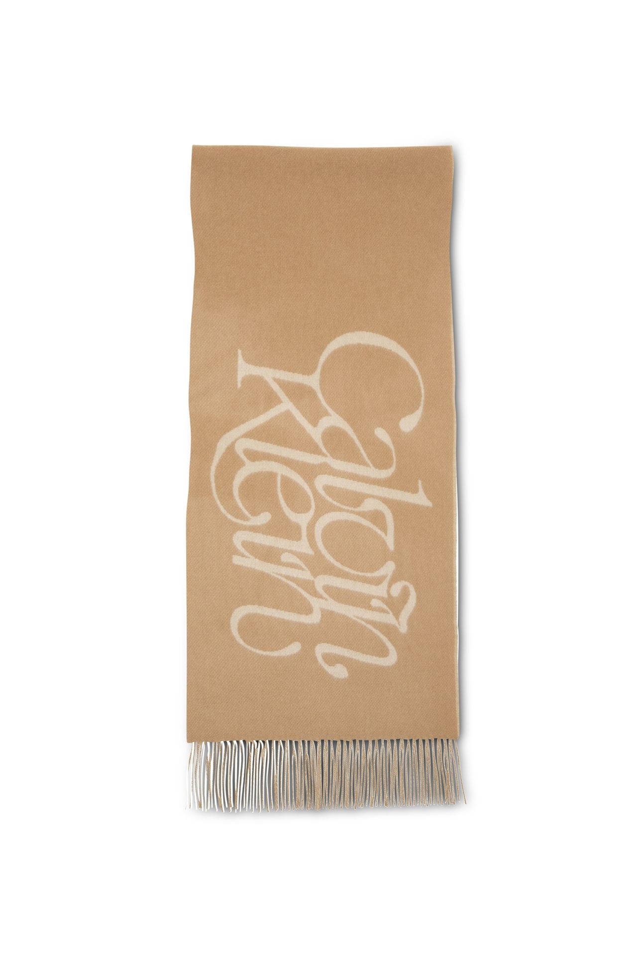 SCRIPTED LOGO BRUSHED SCARF LILY WHITE/TAN 1