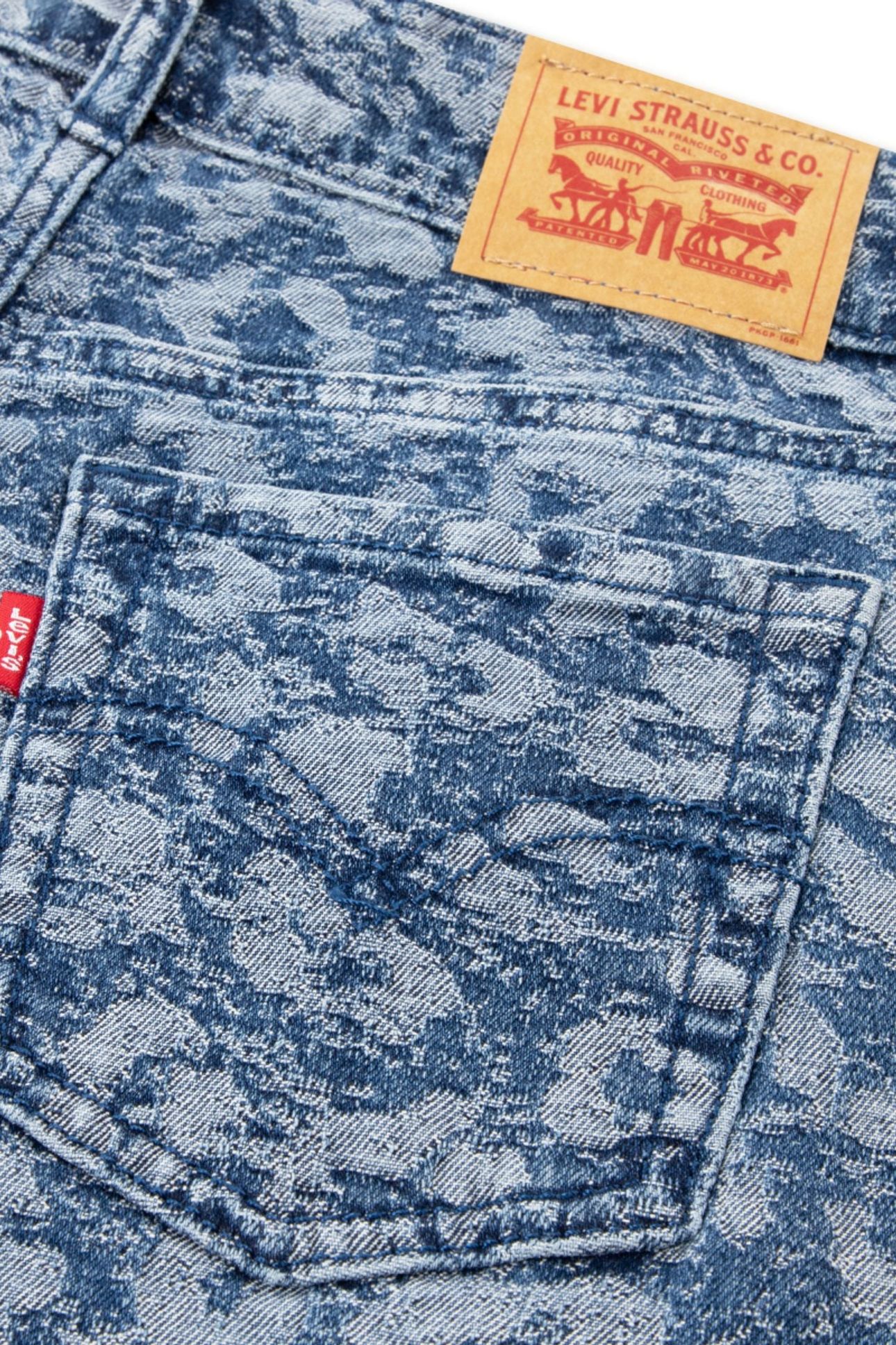 GIRLS JACQUARD HIGH RISE BAGGY BLAZING BLUE 3