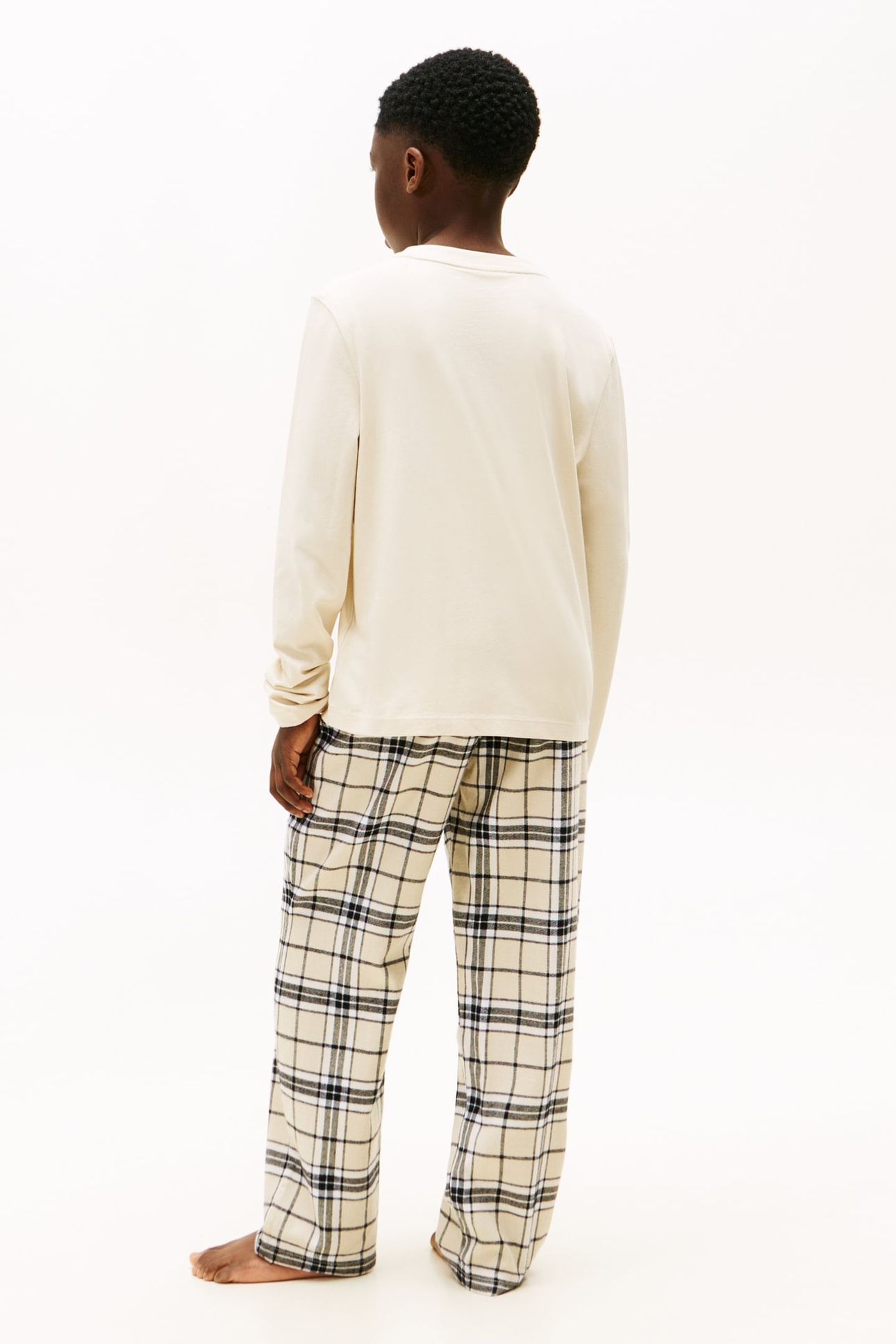BOYS FLANNEL PJ SET NEWSPRINT/TARTAN NEWSPRINT 2