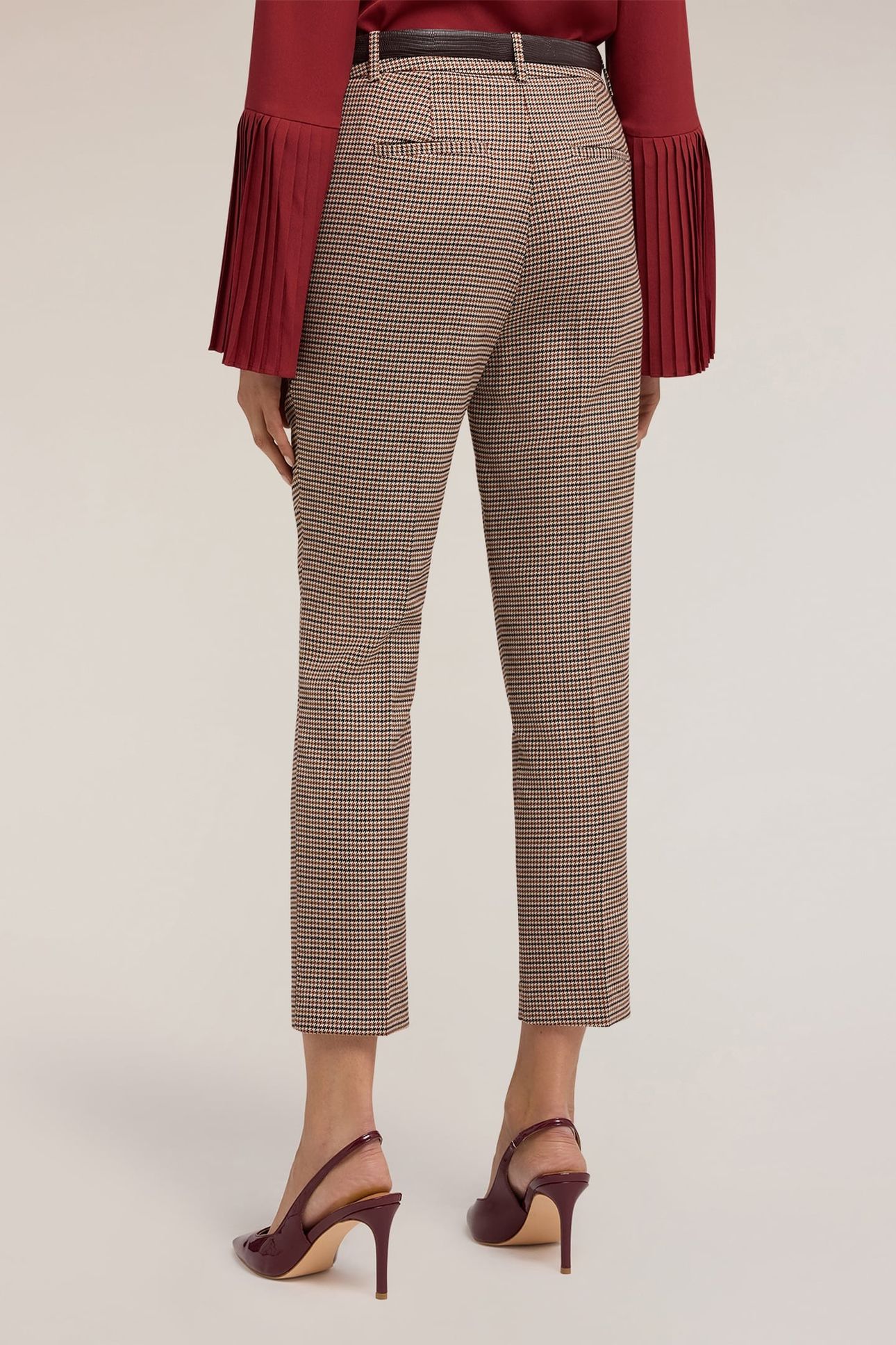 REGULAR FIT PANTS WITH CHECK PATTERN BEIGE 3