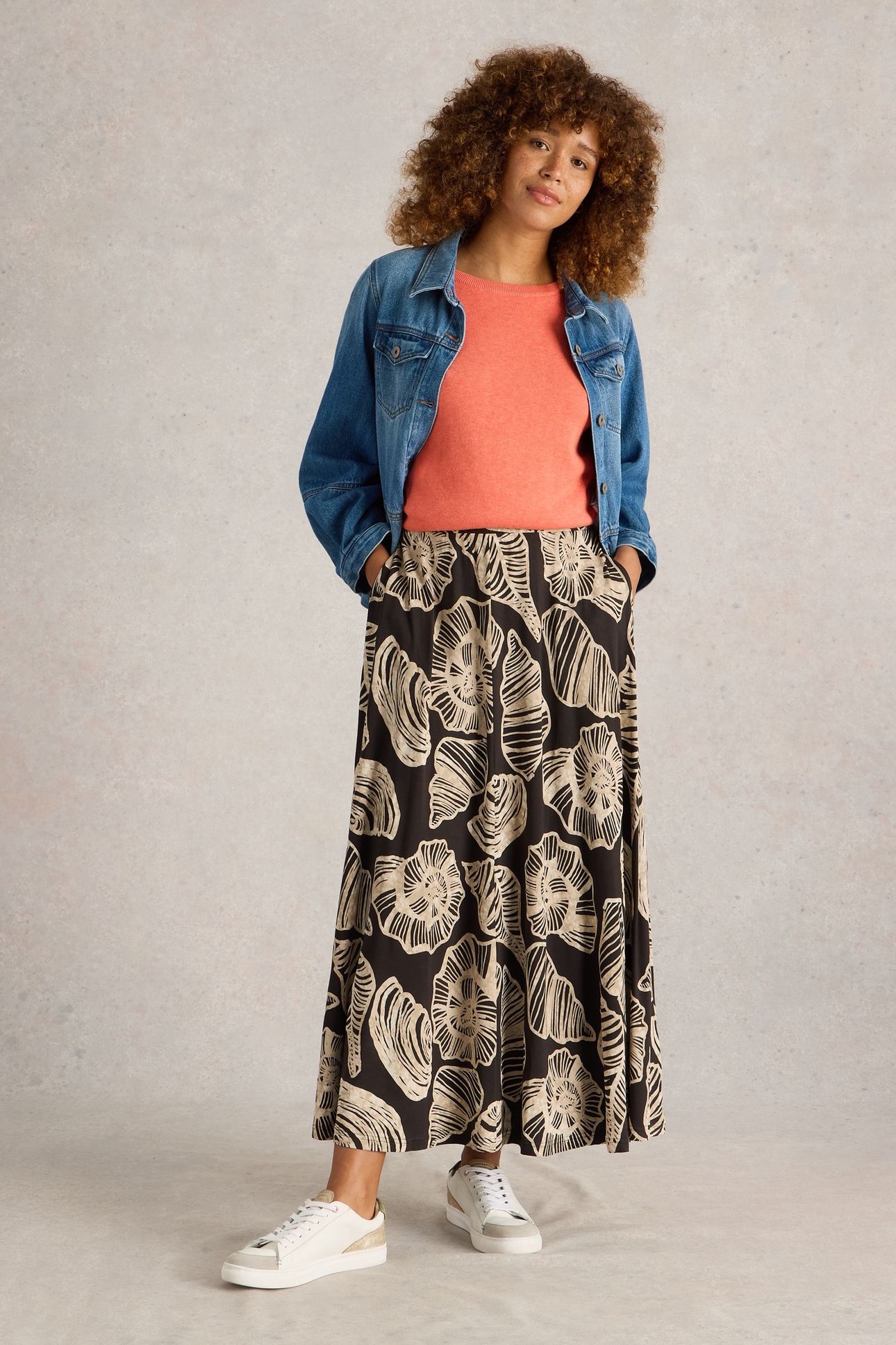 JADA JERSEY MAXI SKIRT BLACK PRINT 1