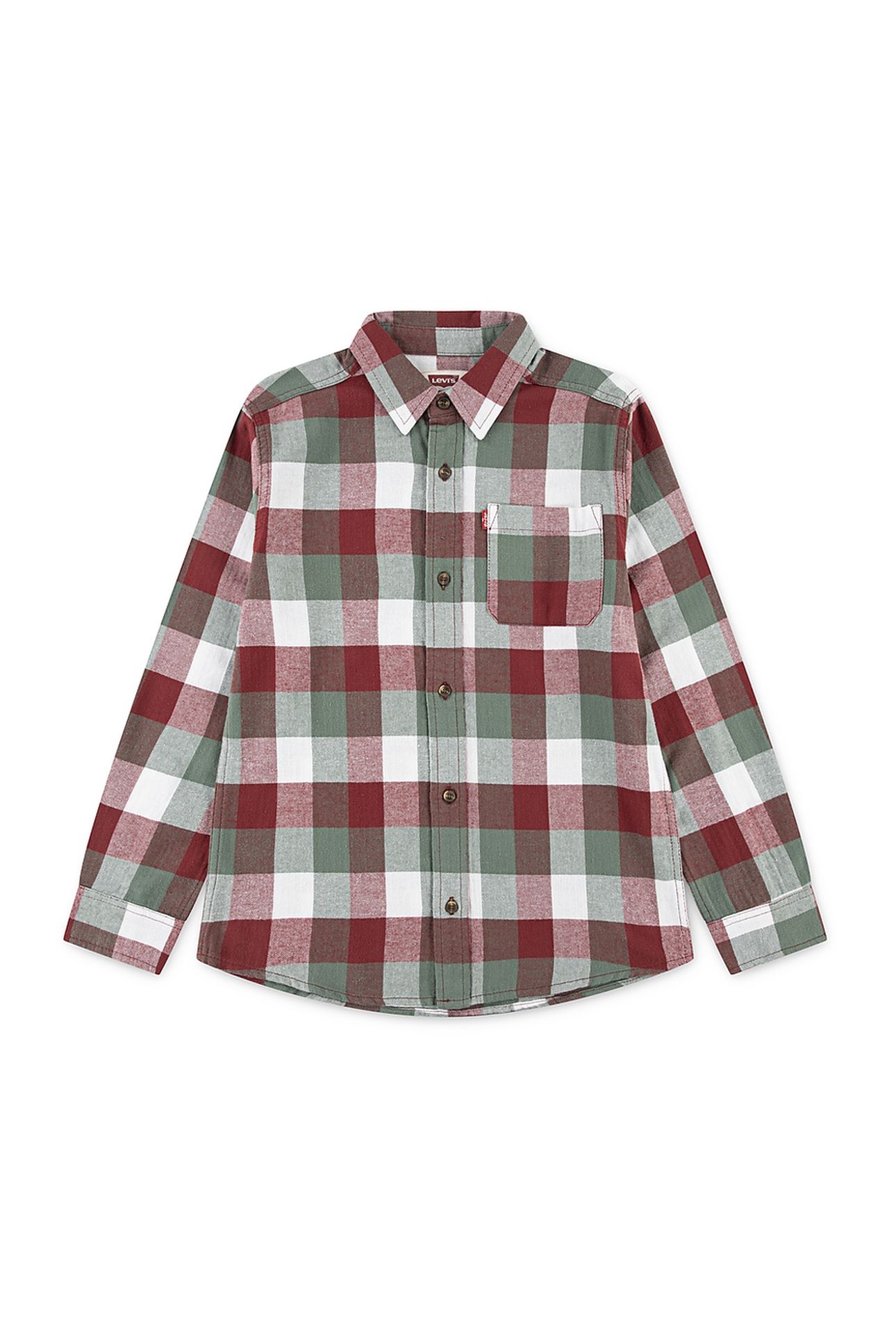 BOYS BUFFALO CHECK FLANNEL SHIR RED PEAR 1