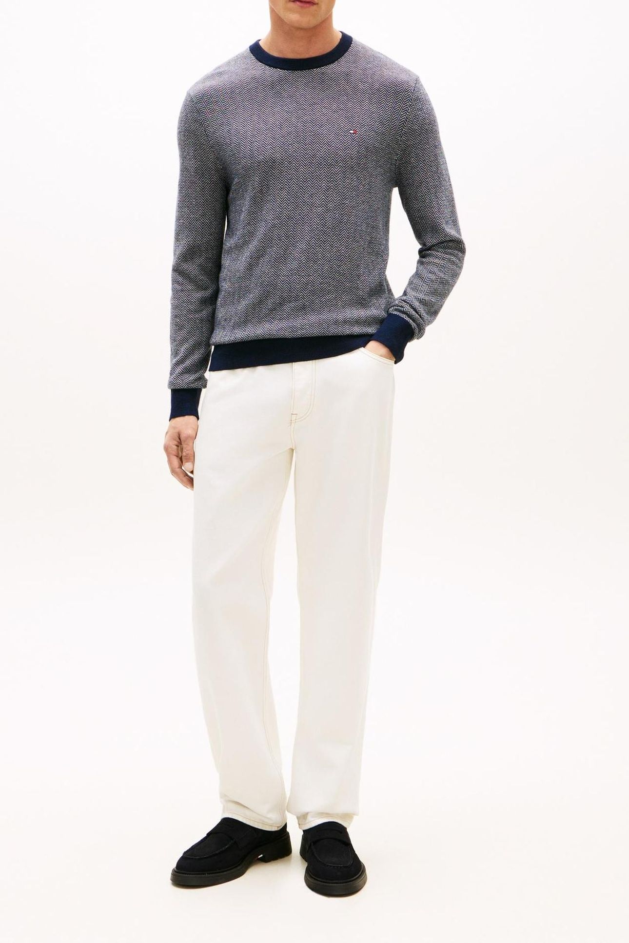 PIMA COTTON CASHMERE HERRINGBONE DESERT SKY/IVORY PETAL 2