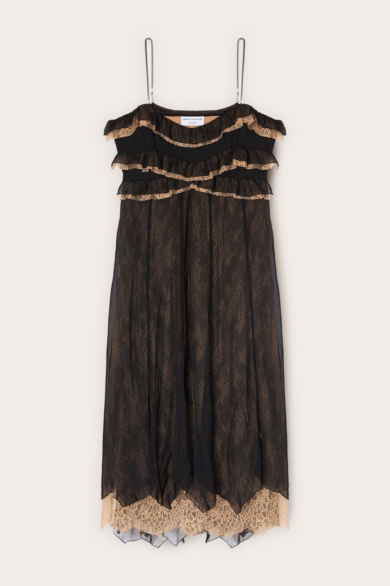 LONG DRESS IN GEORGETTE WITH SMART COUTURE LACE BLACK 4