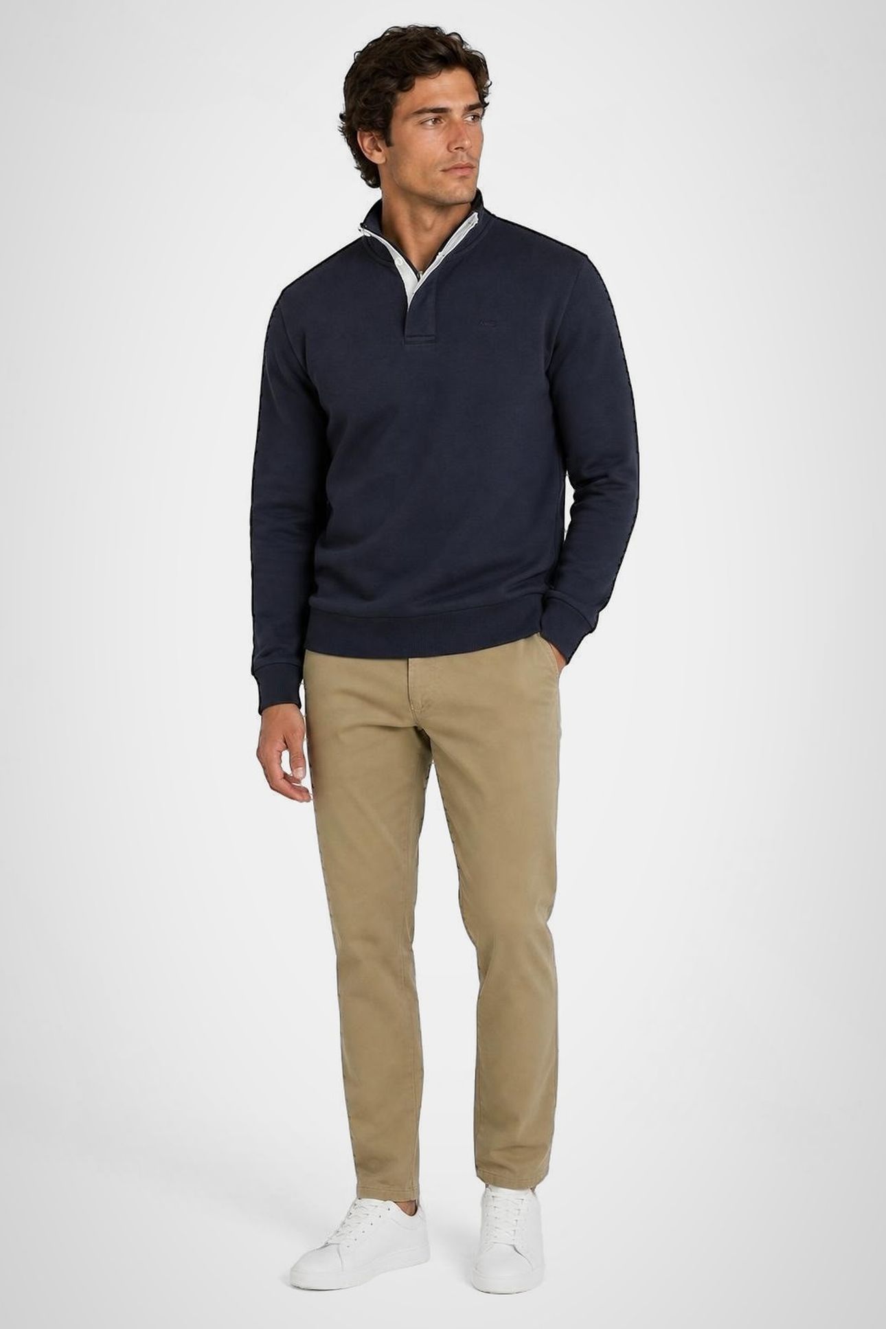ZIP MOCK SWEATSHIRT NAVY 2