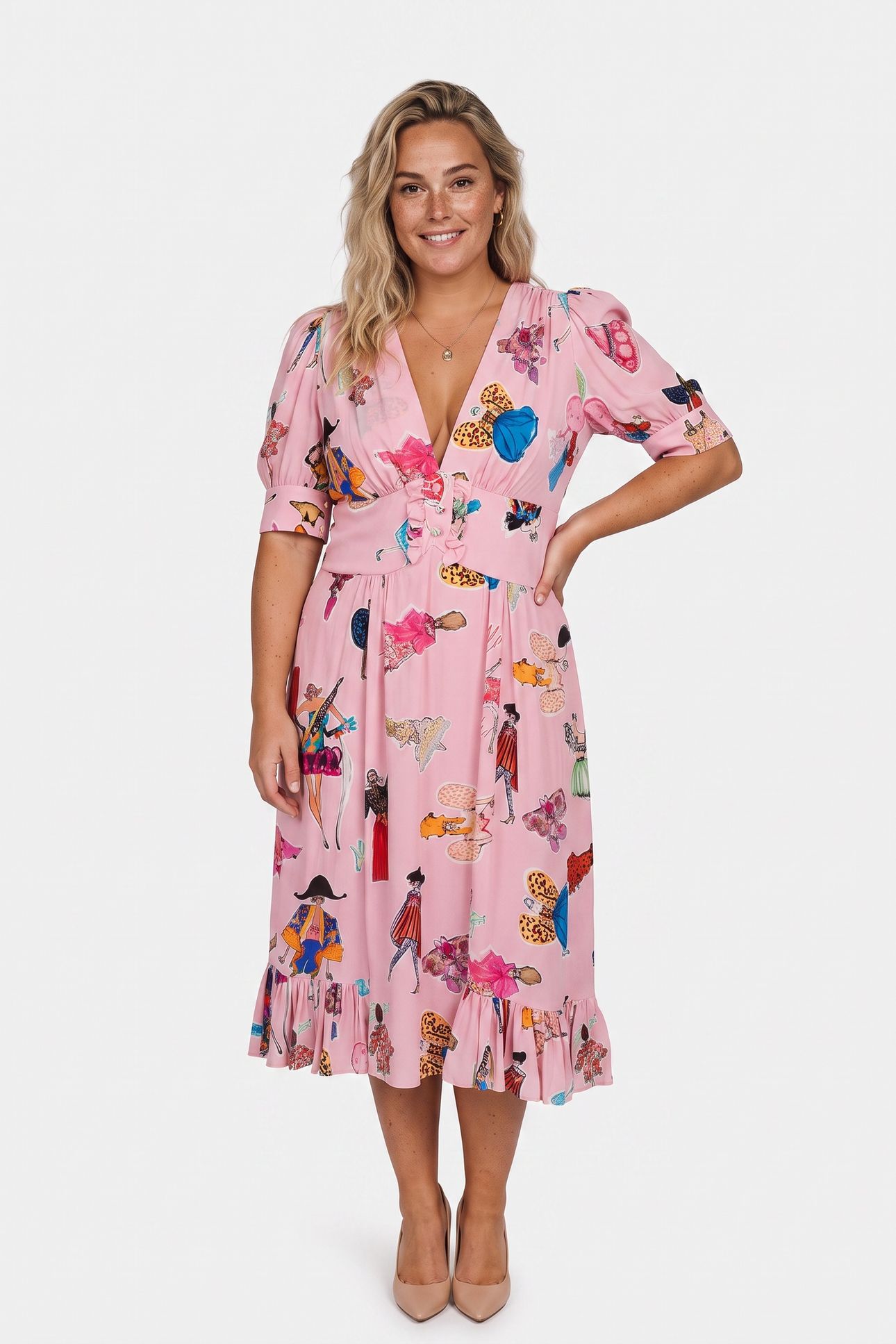 GEORGETTE DRESS FASHION SKETCHES PINK 1