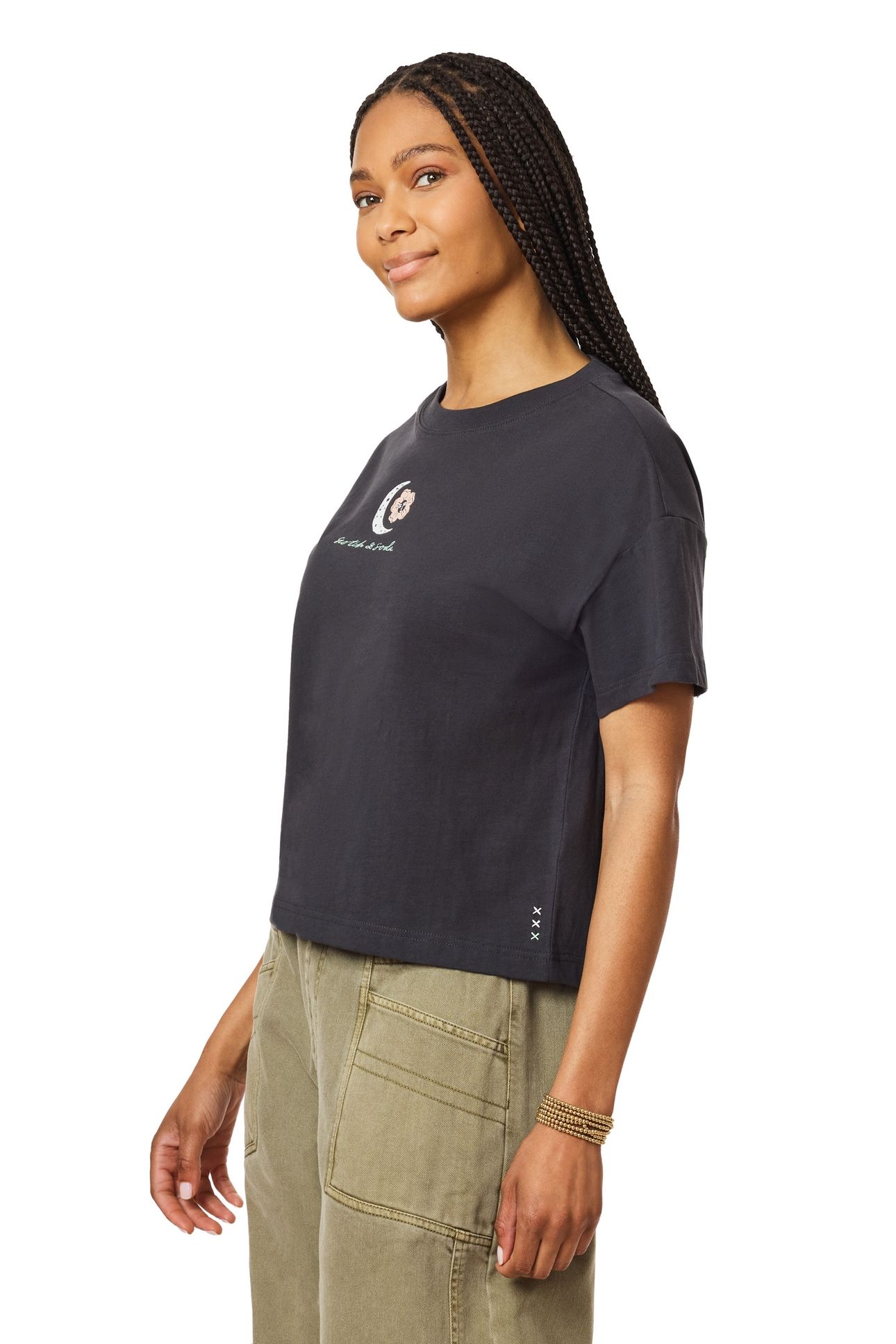 BOXY CROP TEE BLACK SAND PIGMENT 3