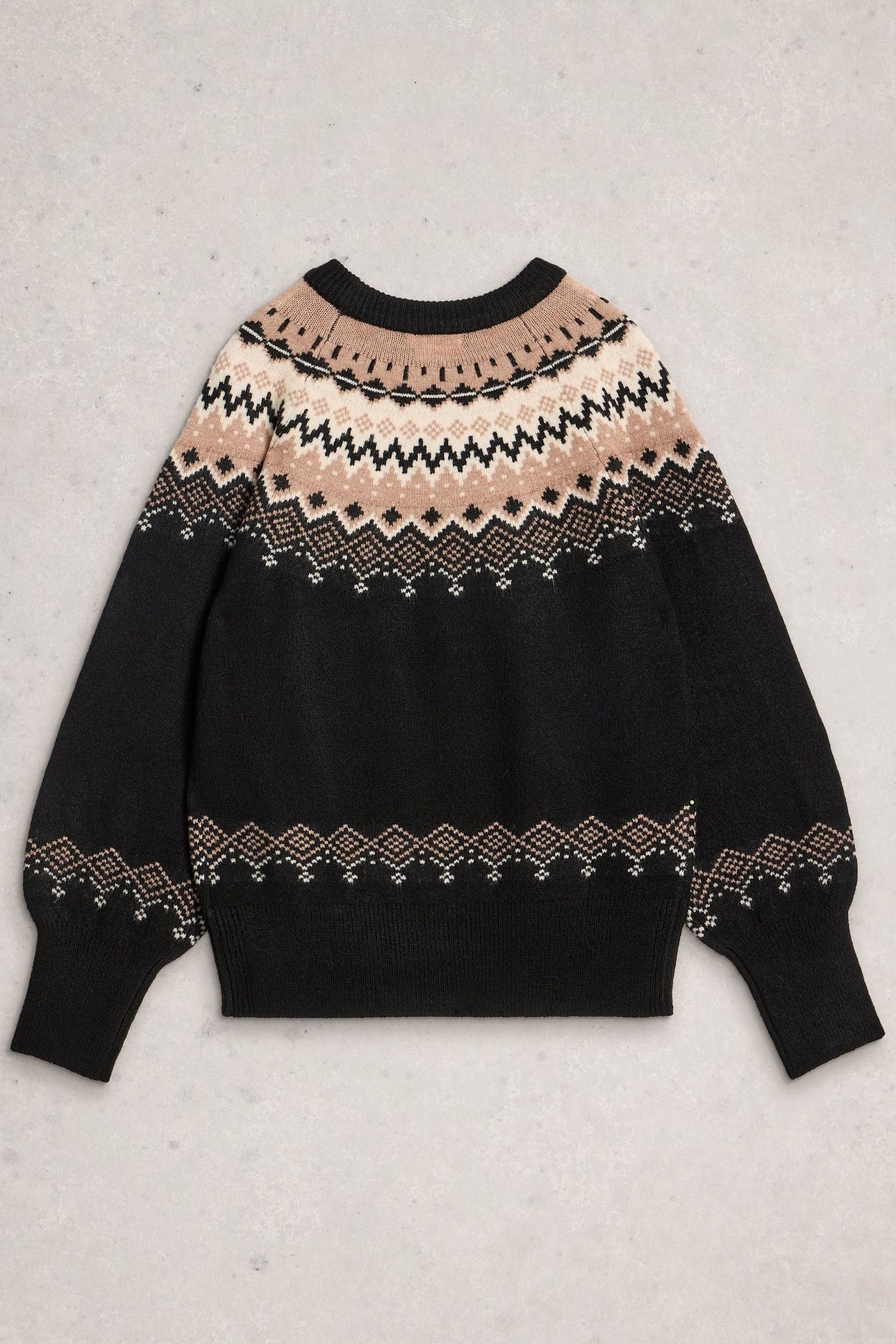 FAIRISLE CREW NECK JUMPER BLACK MULTI 2