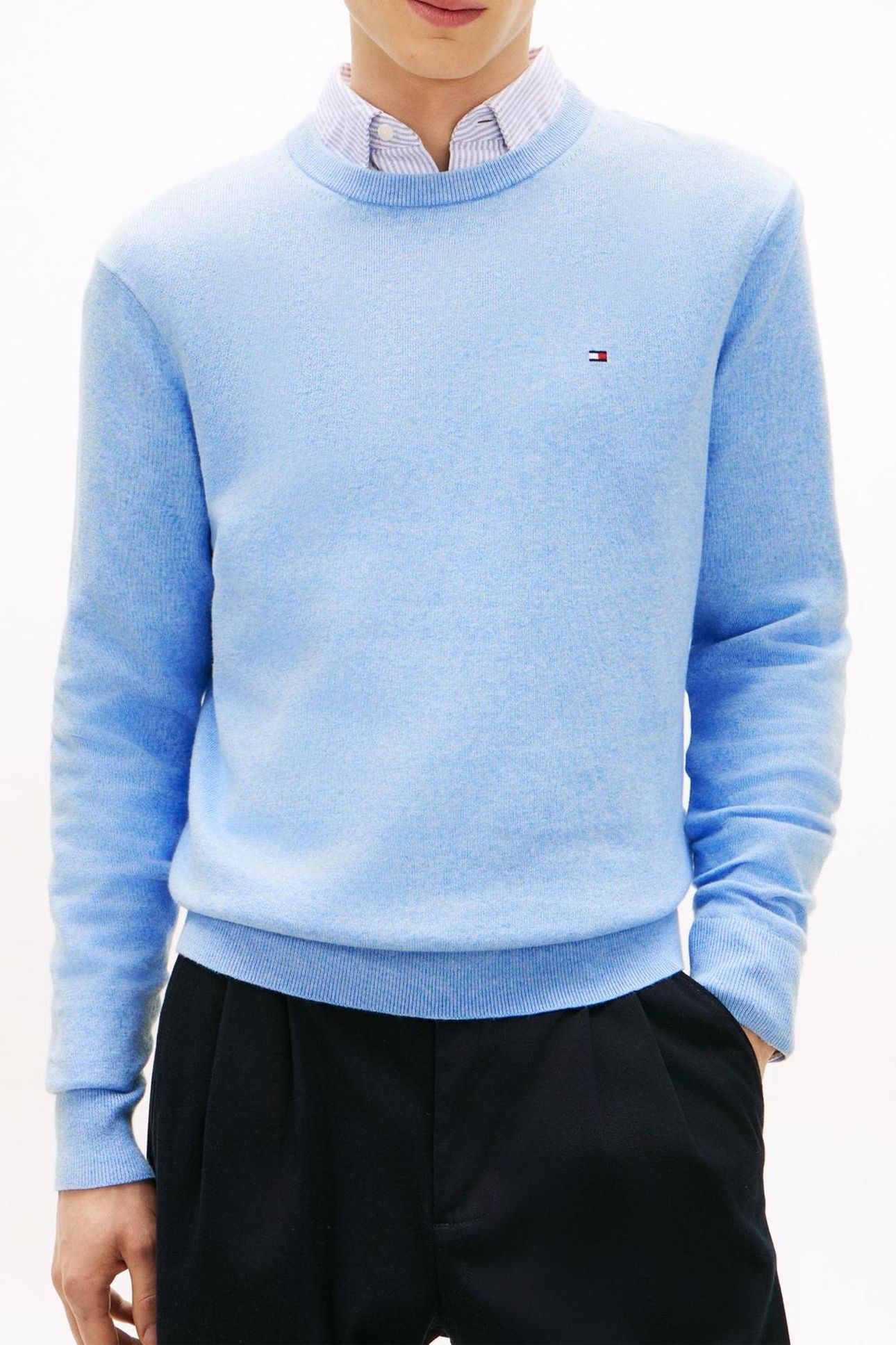 PIMA COTTON CASHMERE SWEATER VESSEL BLUE HEATHER 1