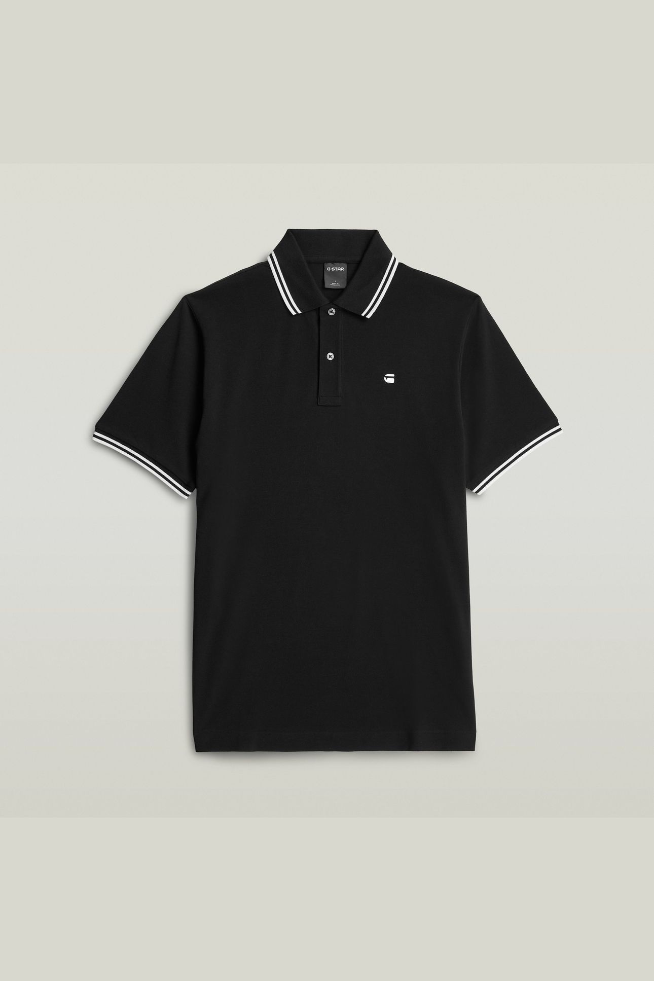 STRIPED COLLAR SLIM POLO S/S BLACK 4