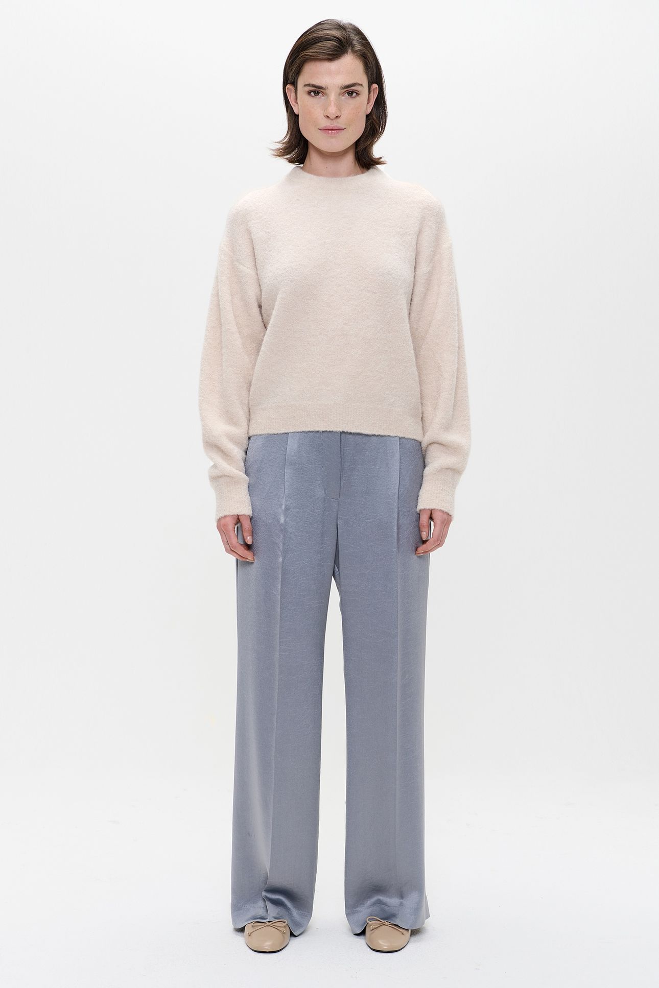 CREW NECK WOOL BOUCLE PULLOVER ALMOND 3