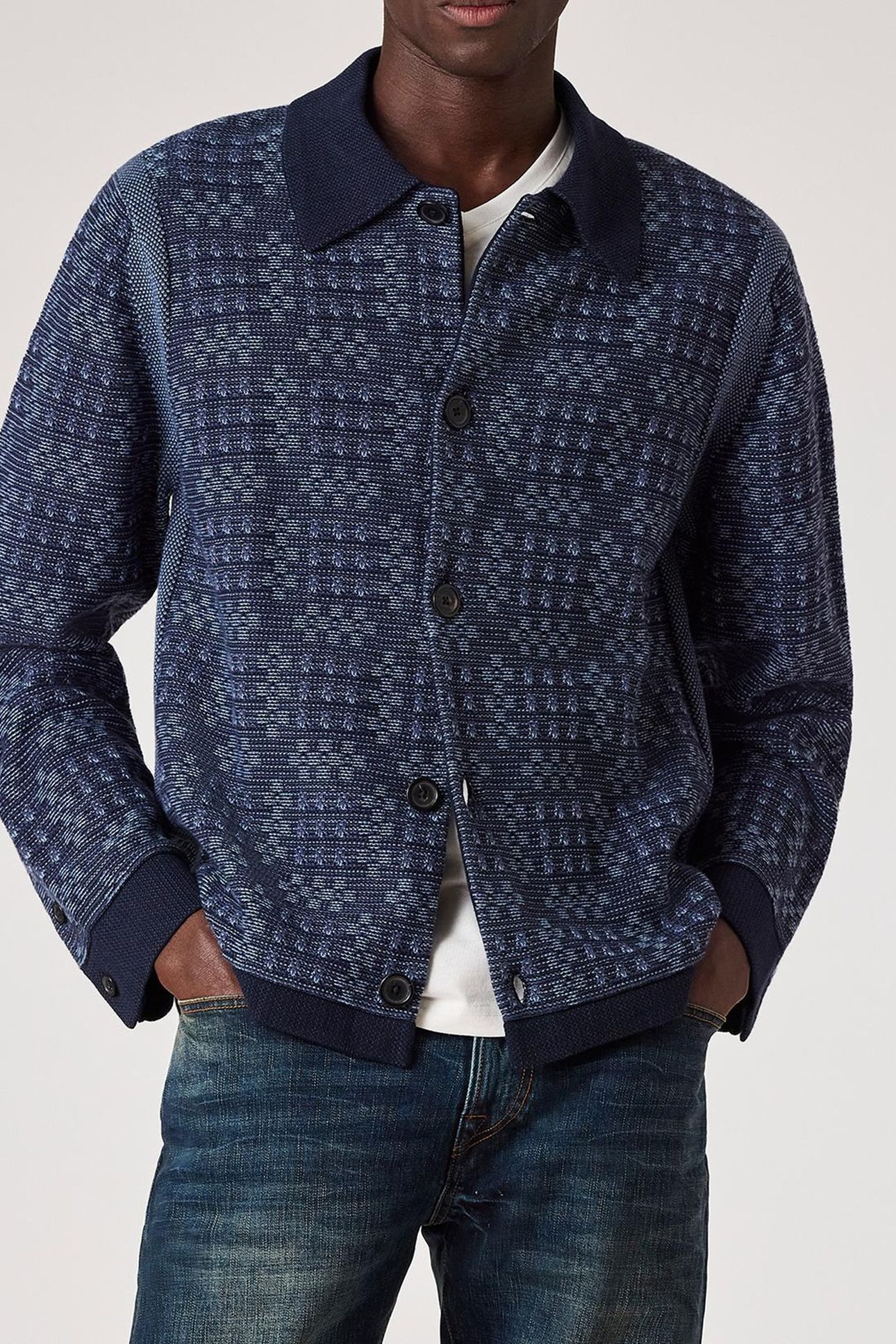 MENS CARDIGAN BUTTON THRU VERY DARK NAVY 1