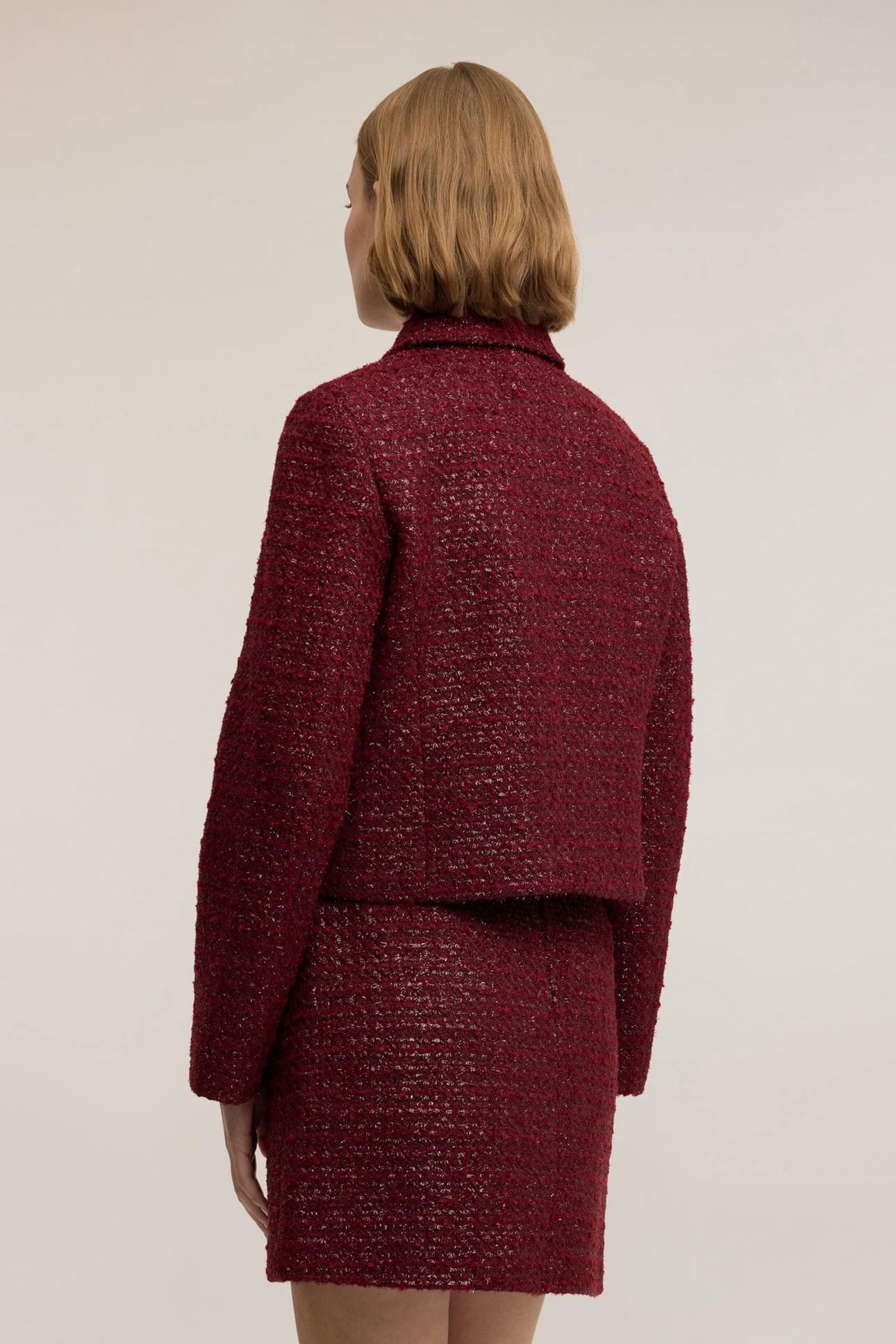 DOUBLE-BREASTED BOUCLÉ JACKET BURGUNDY 3
