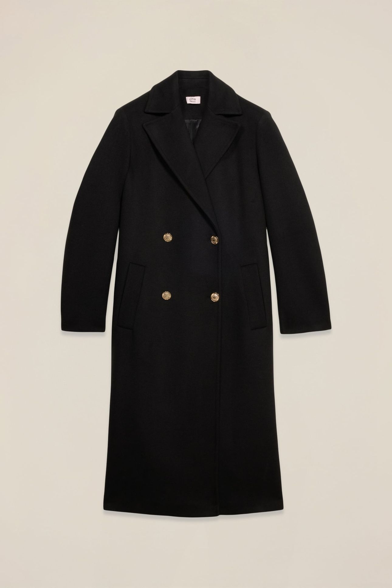 LONG DOUBLE-BREASTED COAT BLACK 4