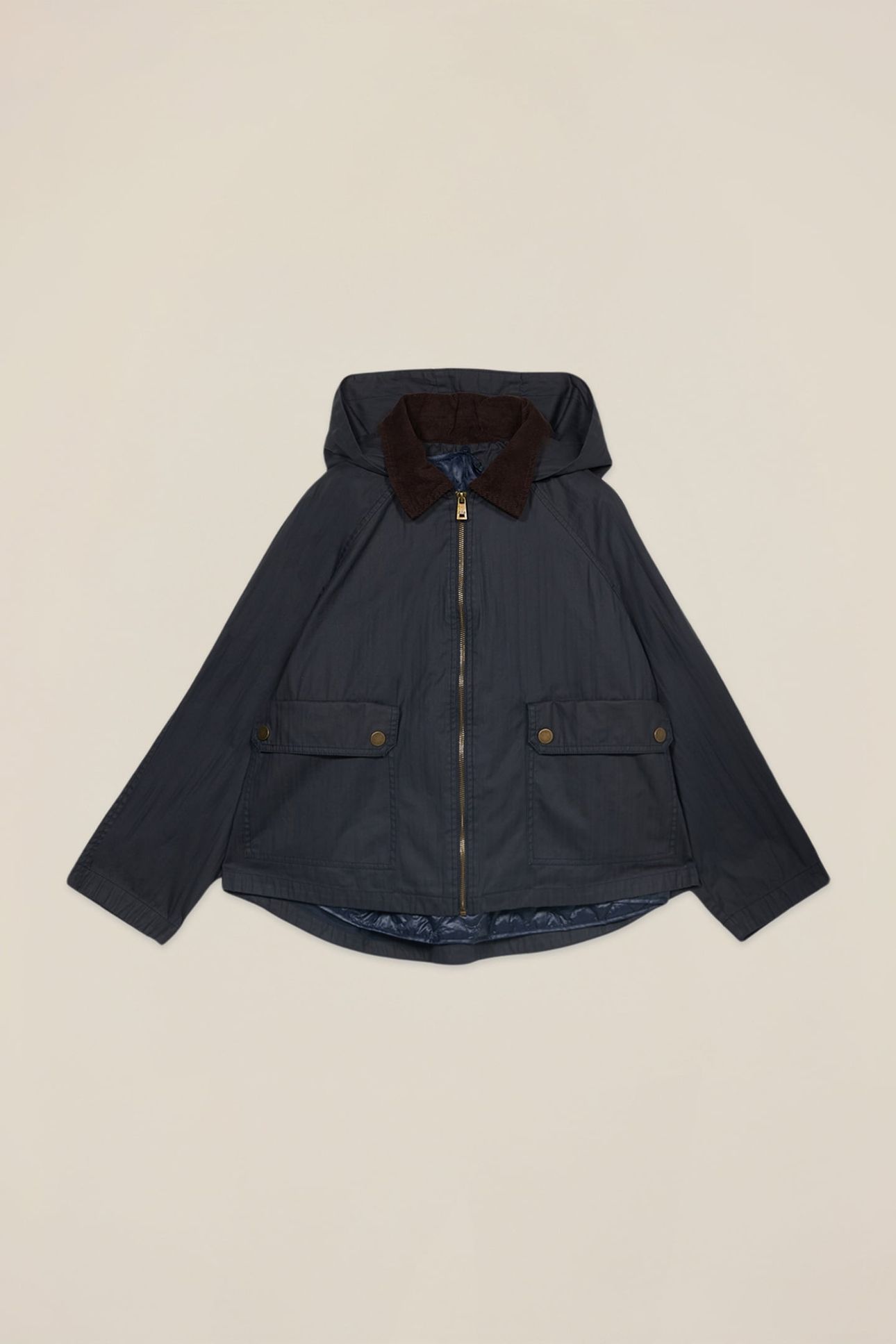 SHORT COTTON PARKA WITH HOOD BLUE 3