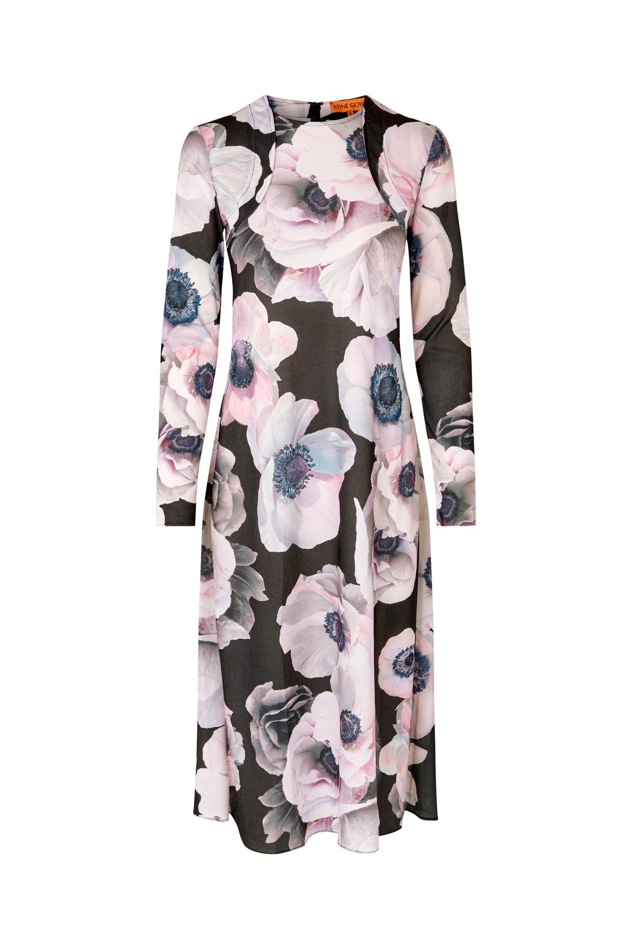 CREWNECK LONG SLEEVE MIDI DRESS NOSTALGIC ANEMONE 3
