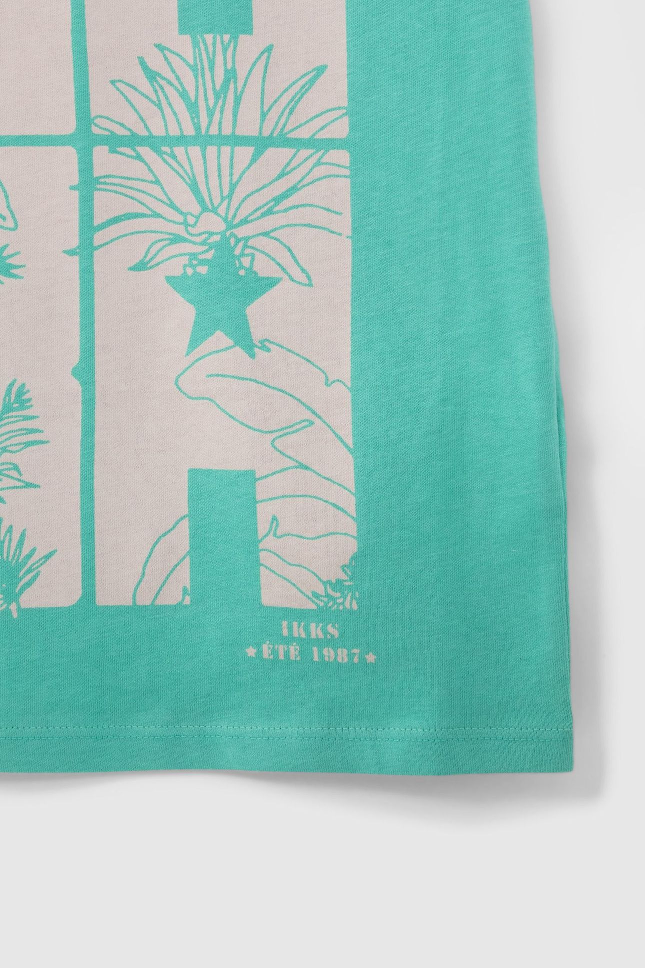 BOYS' GREEN ORGANIC COTTON T-SHIRT, XL JUNGLE LETTERING 4