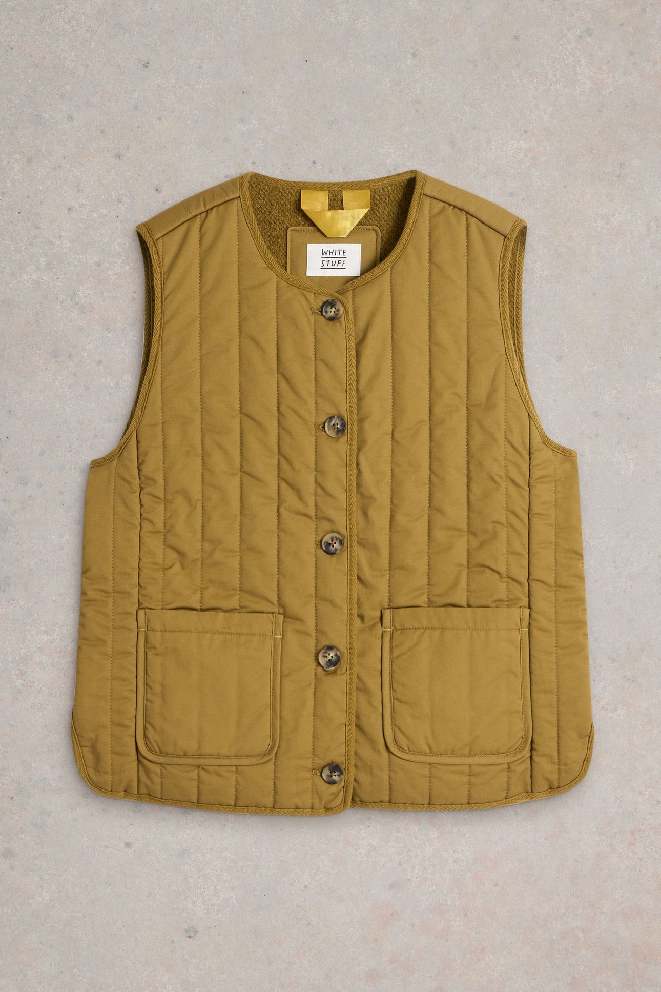 EMMA QUILTED GILET KHAKI GREEN 4