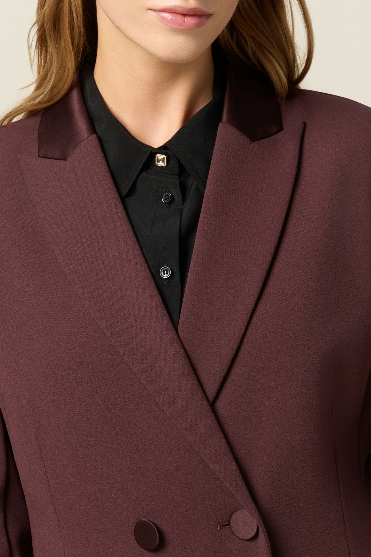 DOUBLE-BREASTED BLAZER WITH COVERED BUTTONS BURGUNDY 5