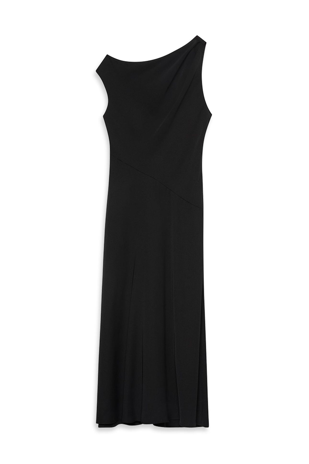 CREPE ONE SHOULDER DRESS BLACK 4