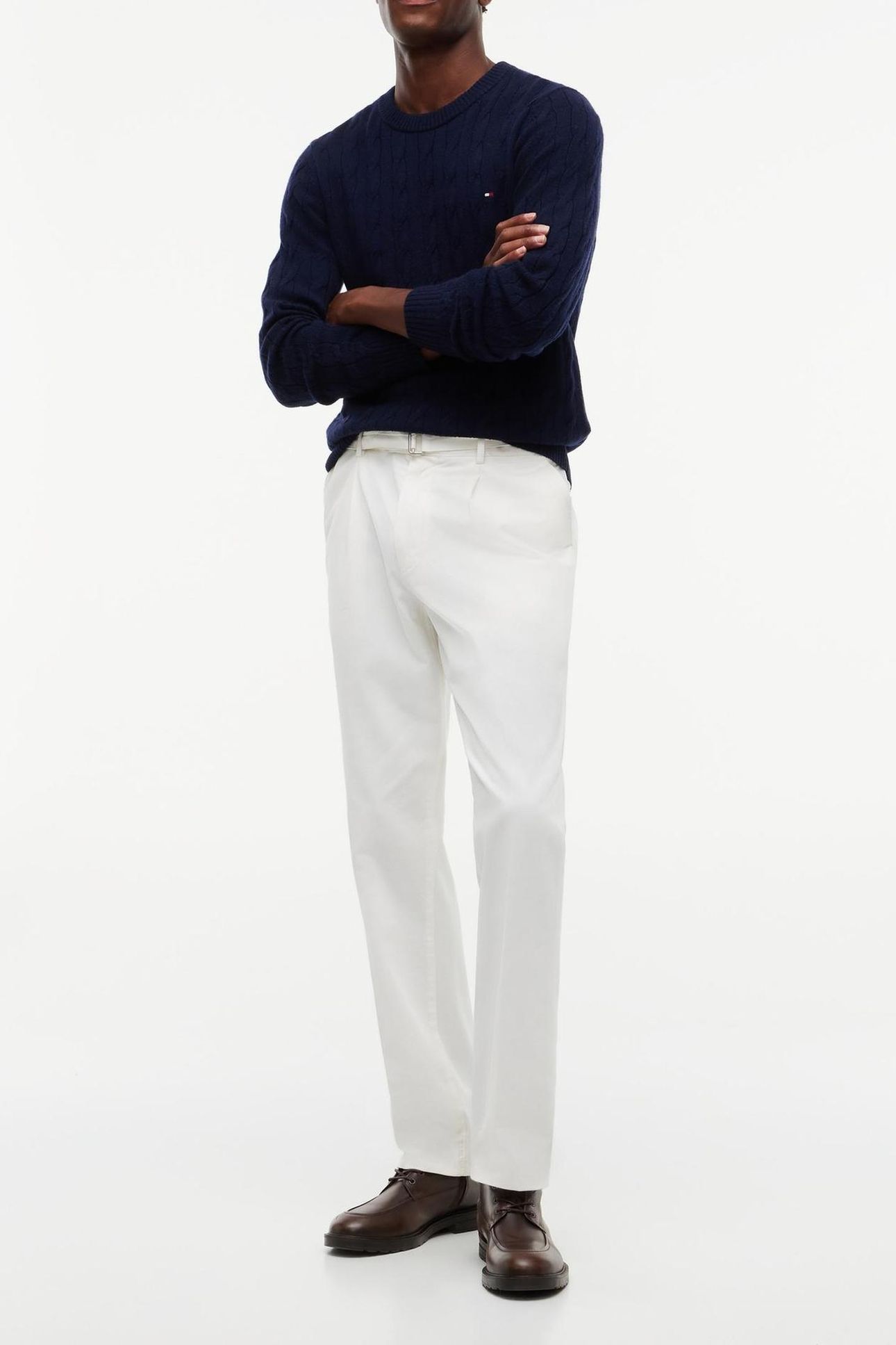 LAMBSWOOL CABLE CREW NAVY BLUE 1