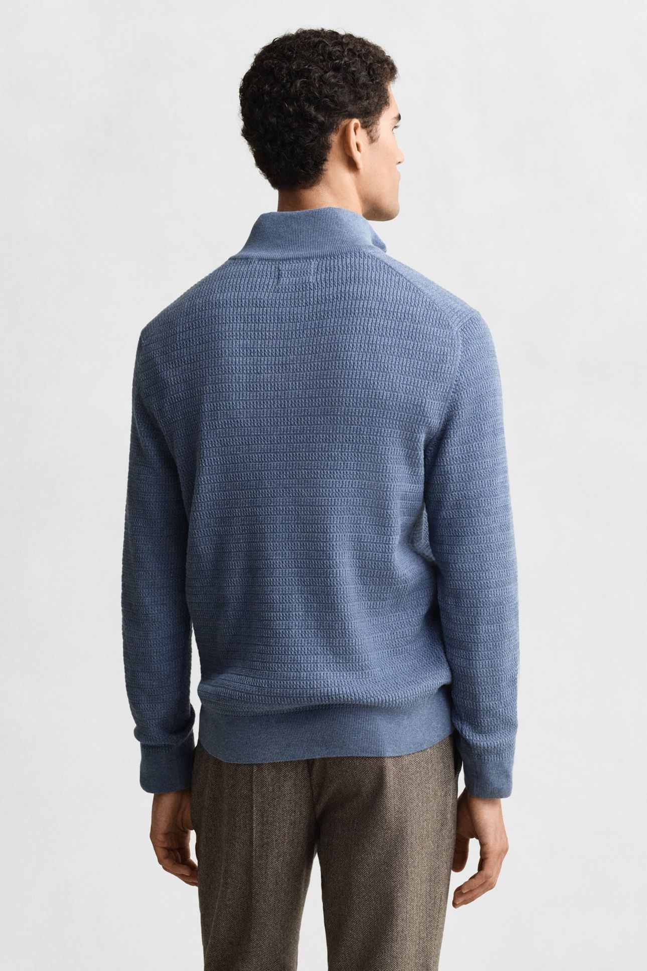 MINI CABLE HALF ZIP DENIM BLUE MELANGE 2