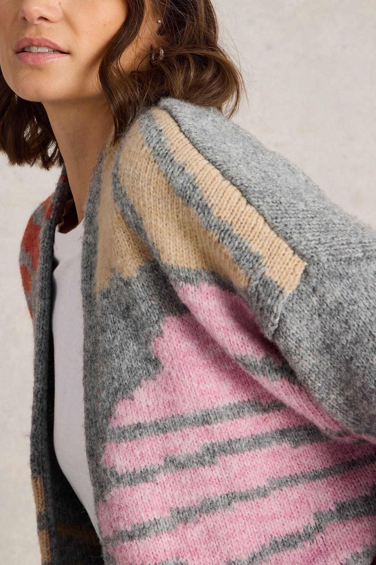 LOUISA LONGLINE CARDI GREY MULTI 4