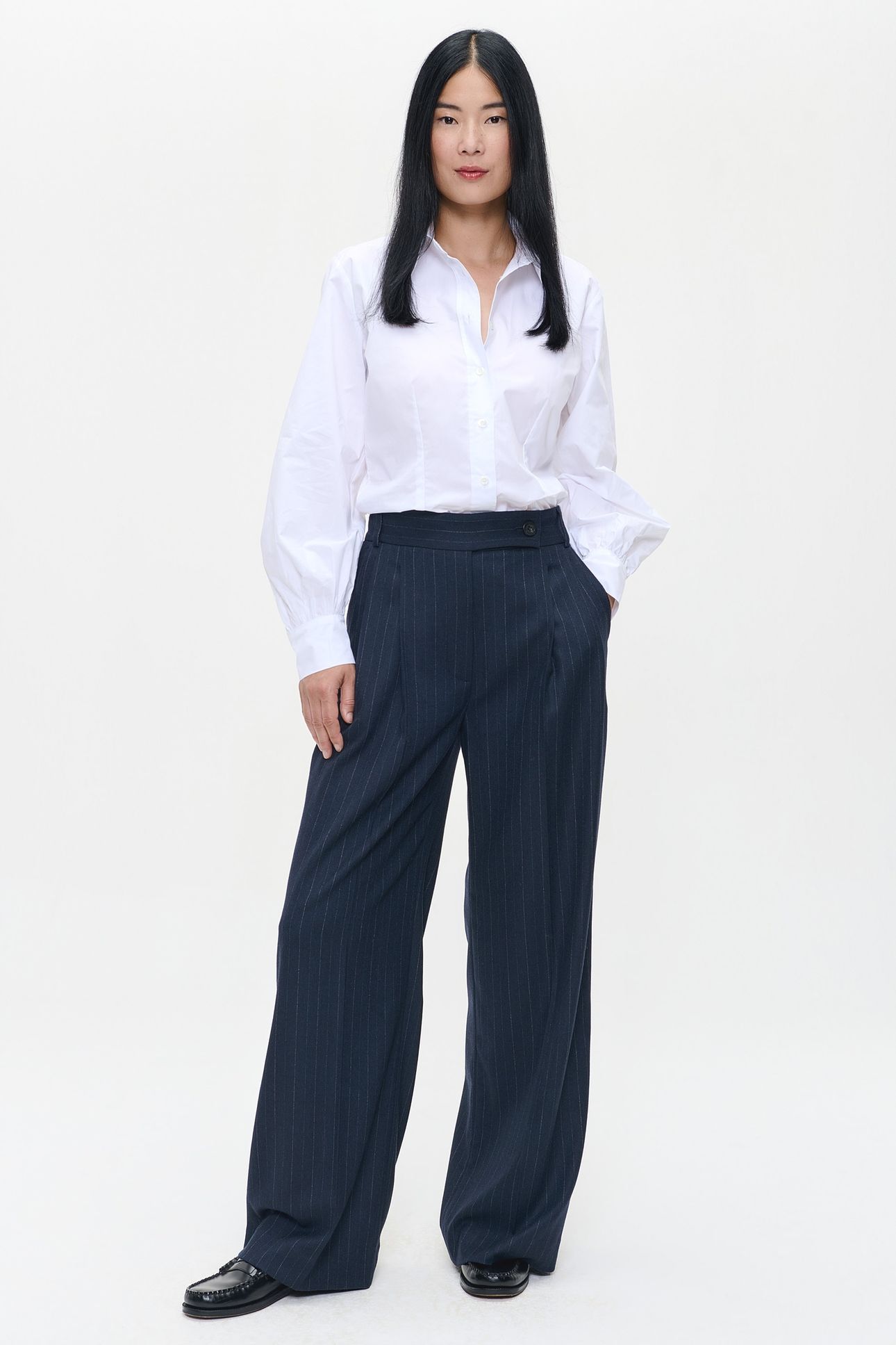 PIN STRIPE DEVON PANTS MIDNIGHT BLUE 3