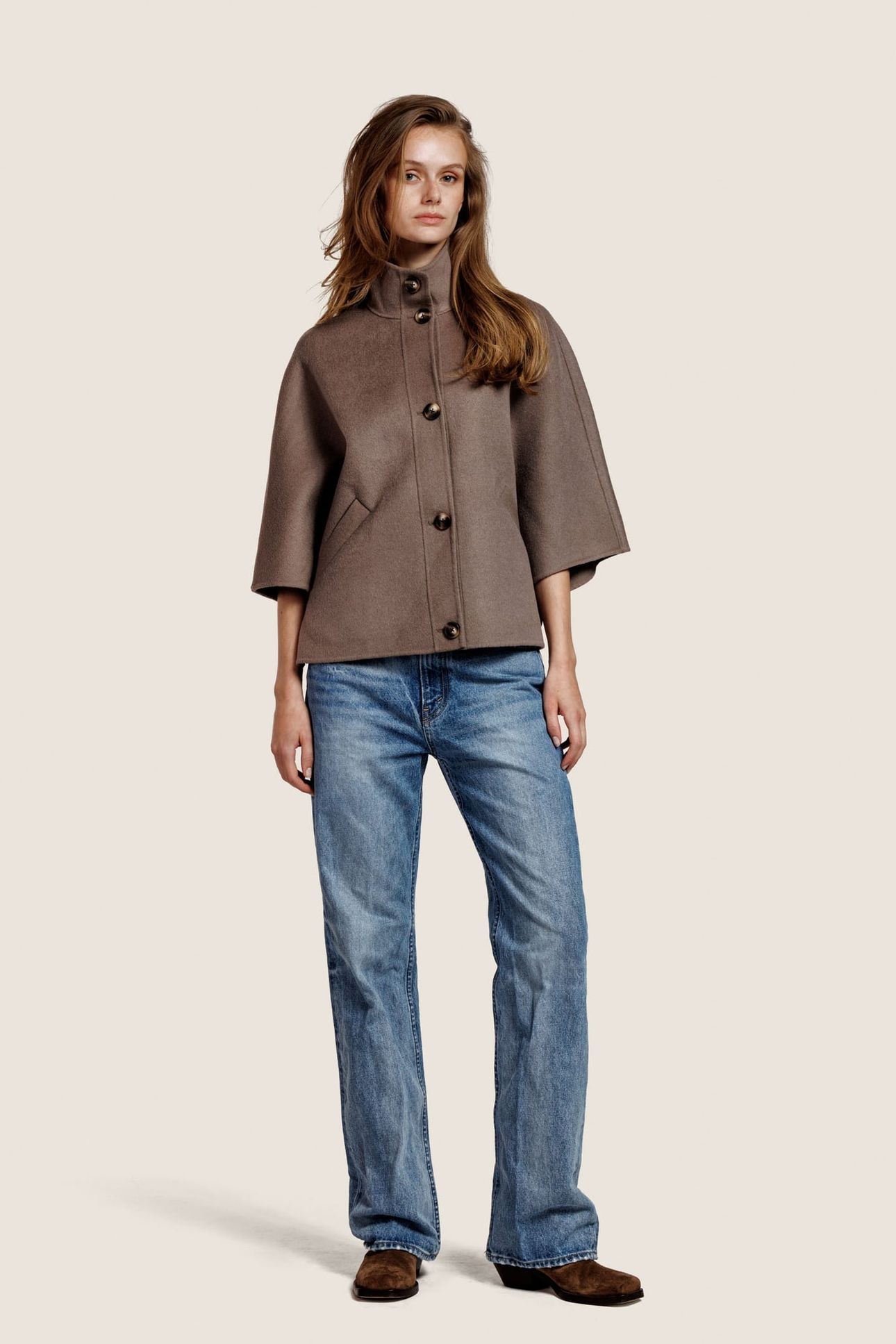 LIV WOOL JACKET STONE 10