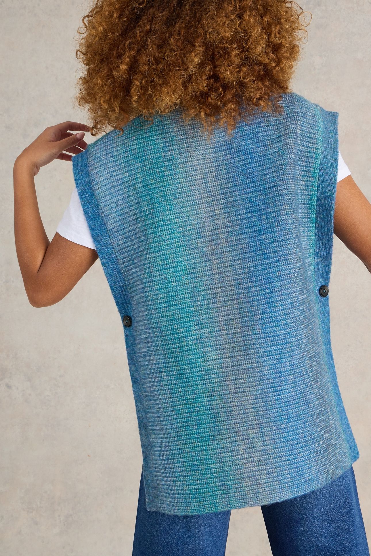 SPACEDYE KNITTED PONCHO BLUE MULTI 3