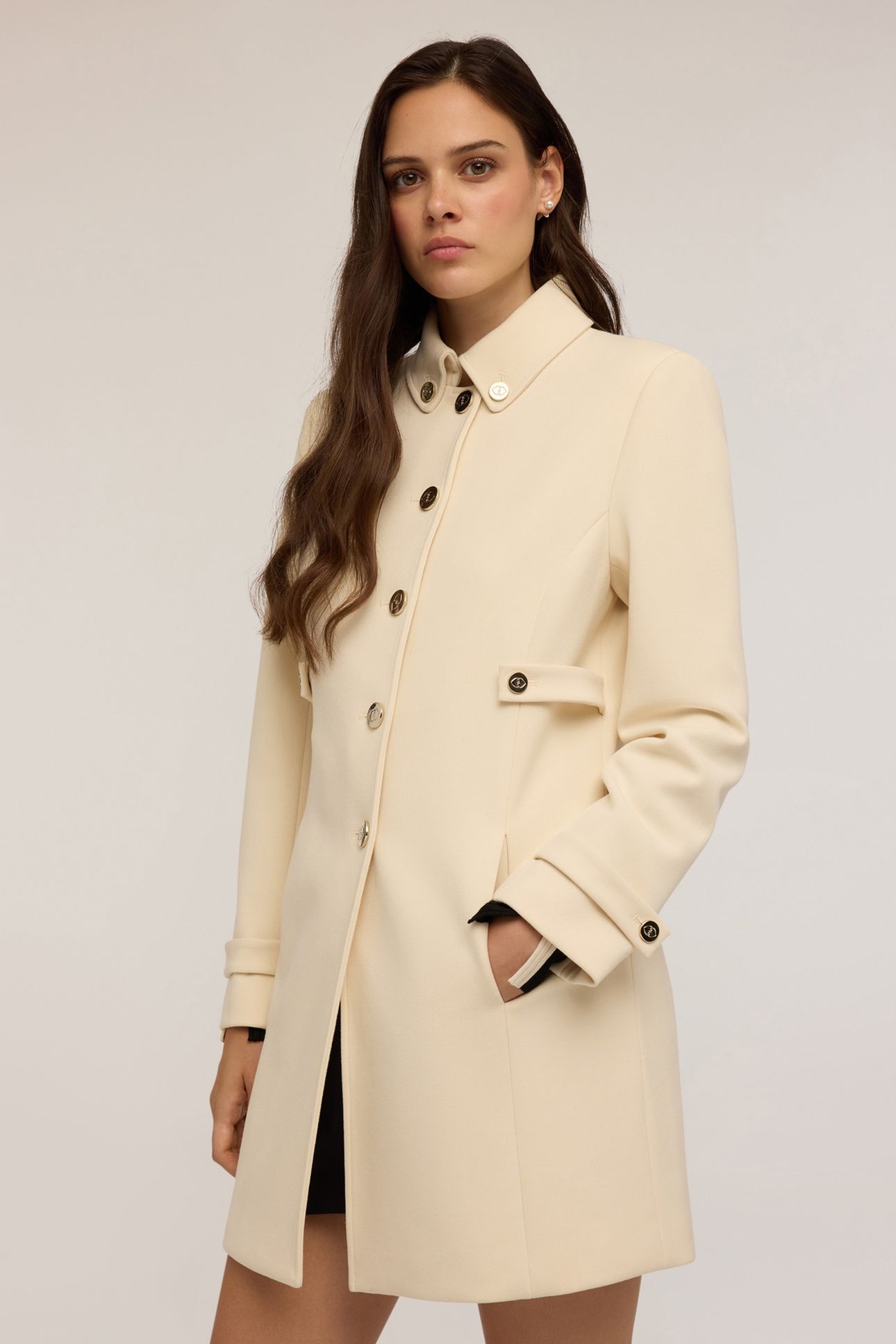 SINGLE-BREASTED VISCOSE BLEND COAT BEIGE 1